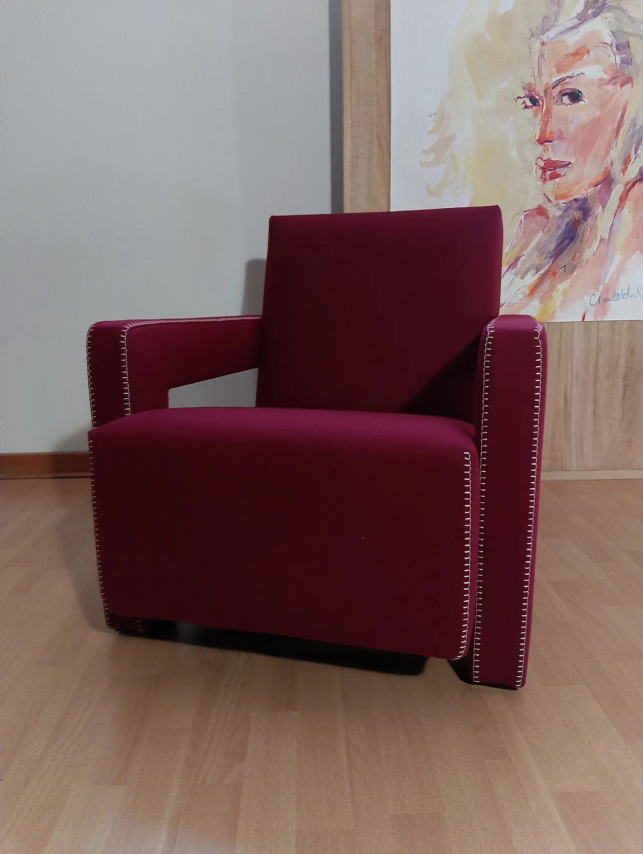 Poltrona Utrecht 637 in lana bordeaux di Cassina, anni 2000 63