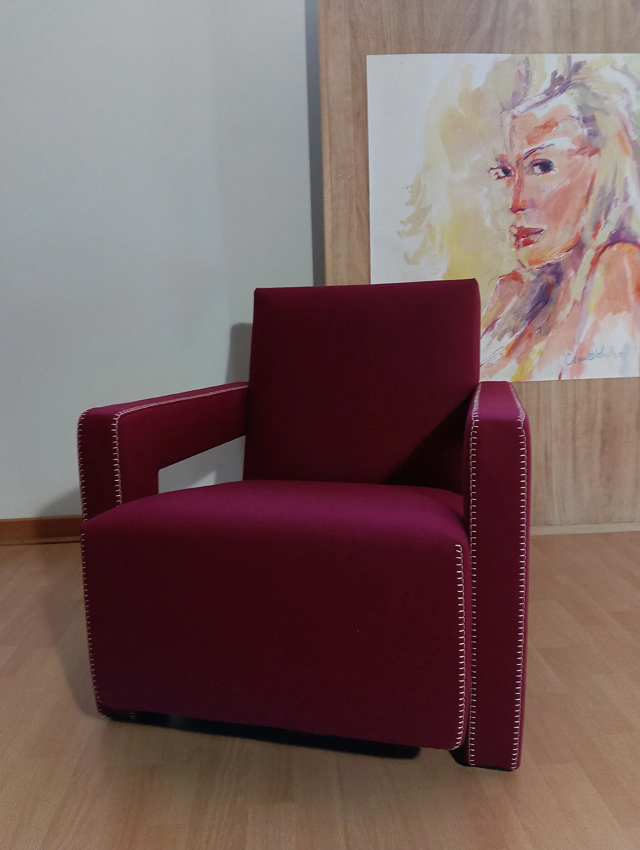 Poltrona Utrecht 637 in lana bordeaux di Cassina, anni 2000 64