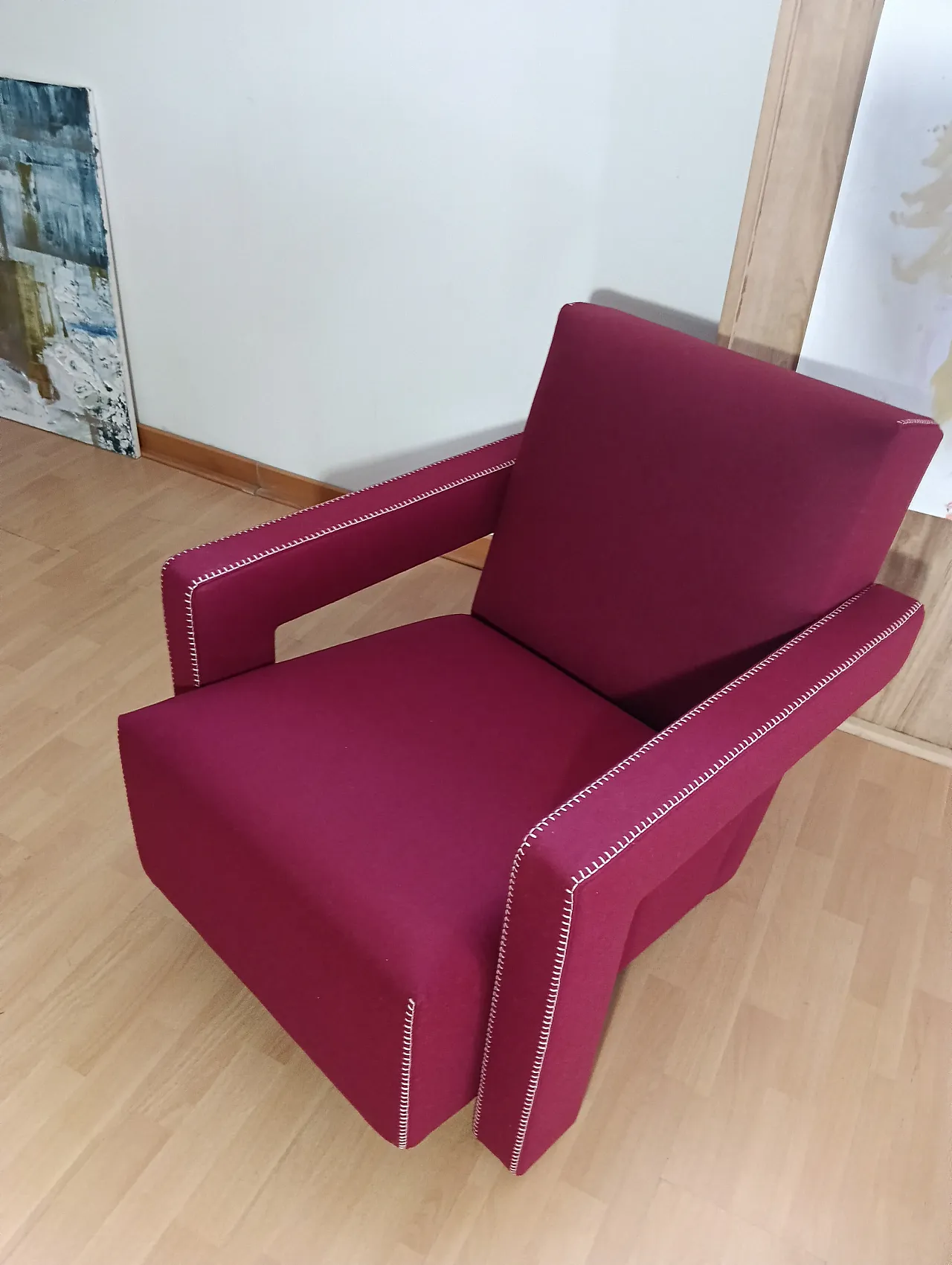 Poltrona Utrecht 637 in lana bordeaux di Cassina, anni 2000 68