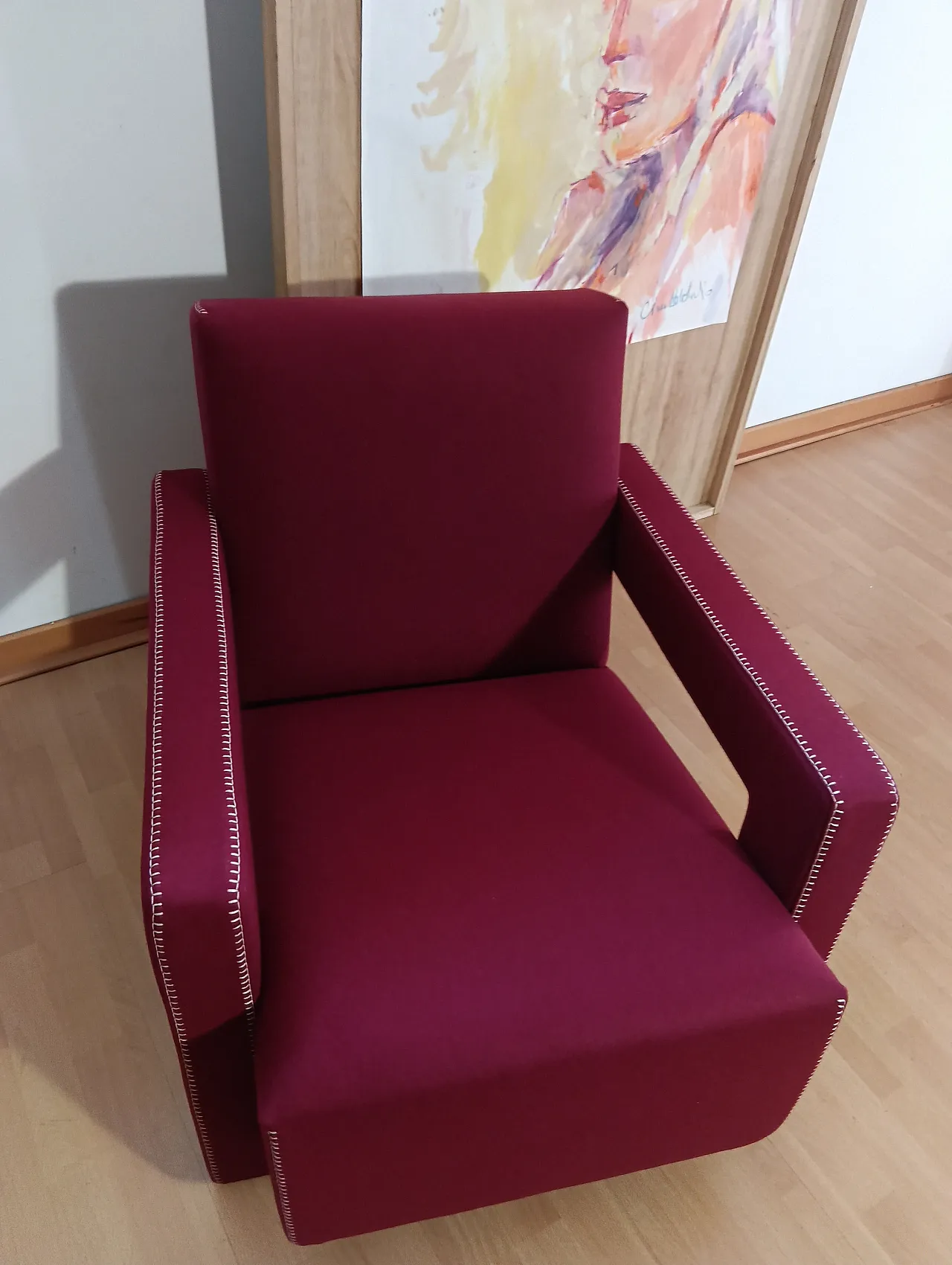 Poltrona Utrecht 637 in lana bordeaux di Cassina, anni 2000 69