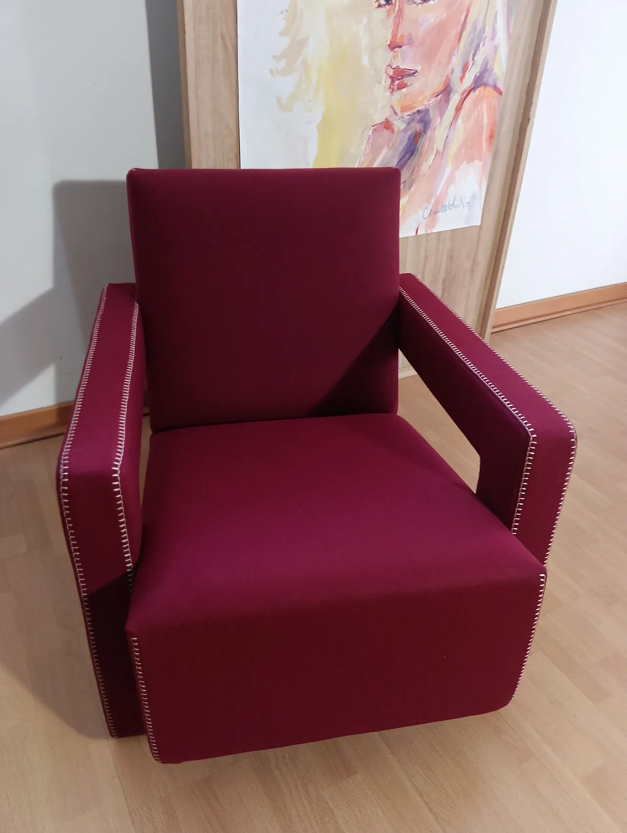 Poltrona Utrecht 637 in lana bordeaux di Cassina, anni 2000 70
