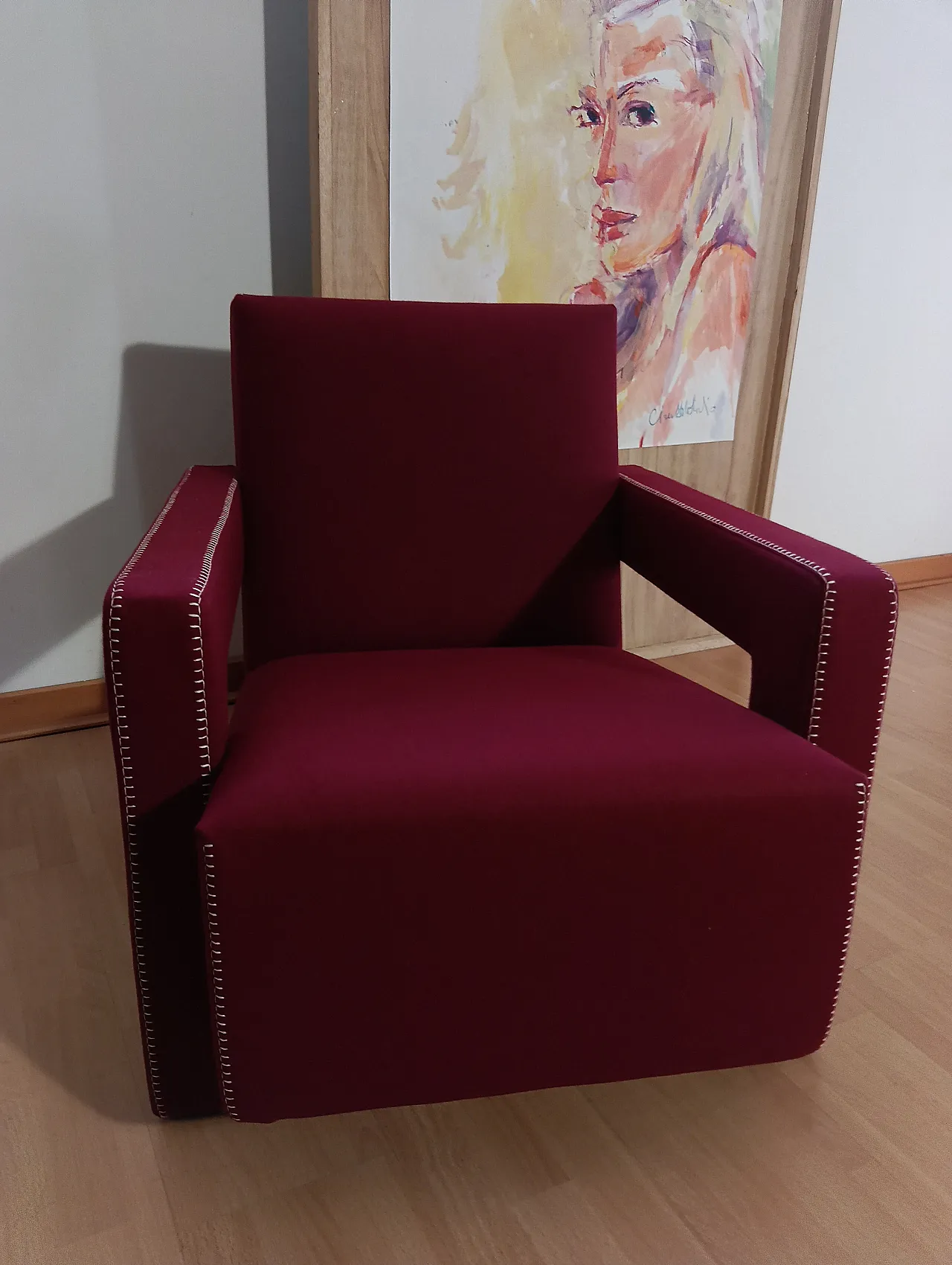 Poltrona Utrecht 637 in lana bordeaux di Cassina, anni 2000 71