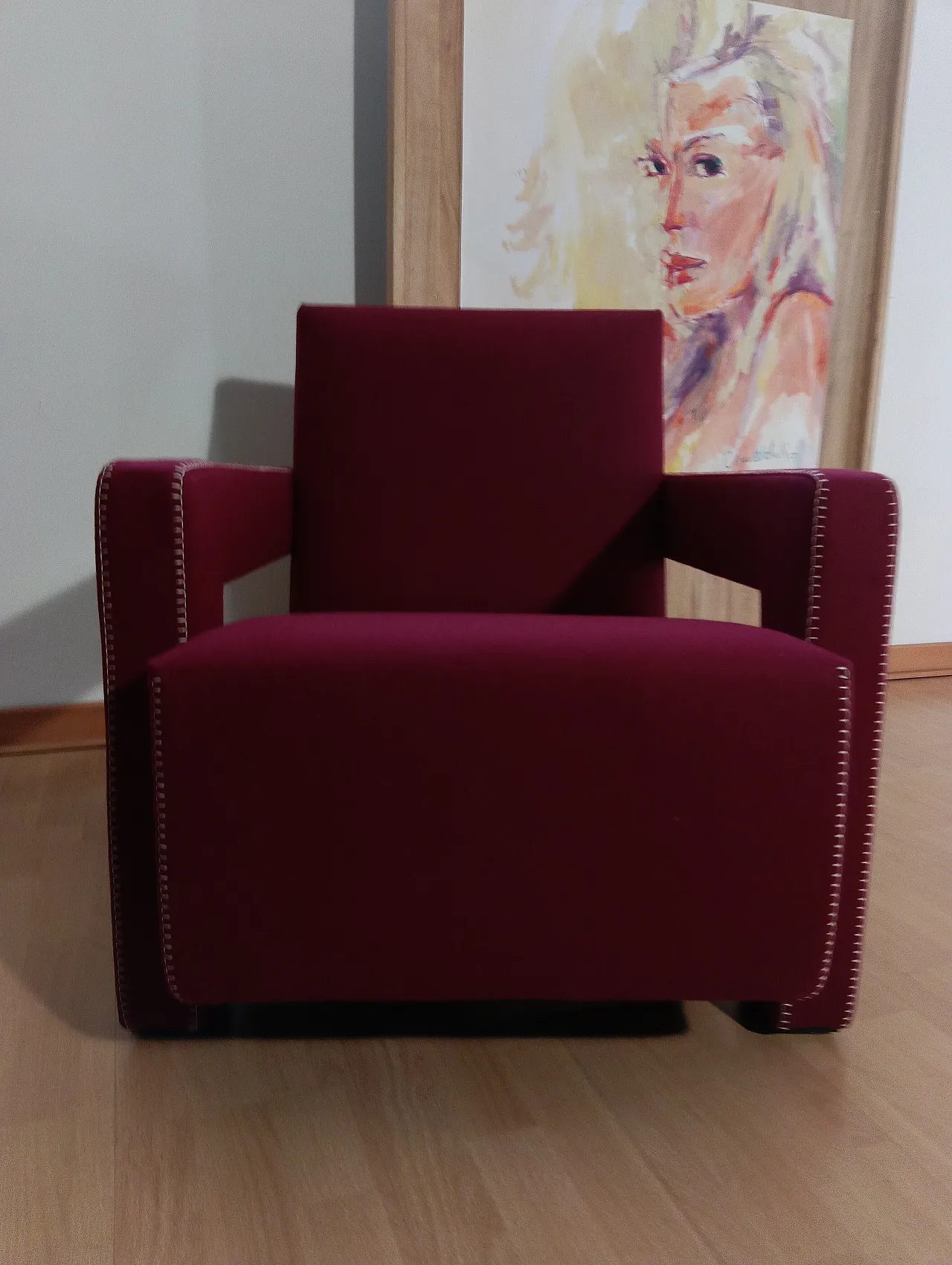 Poltrona Utrecht 637 in lana bordeaux di Cassina, anni 2000 78