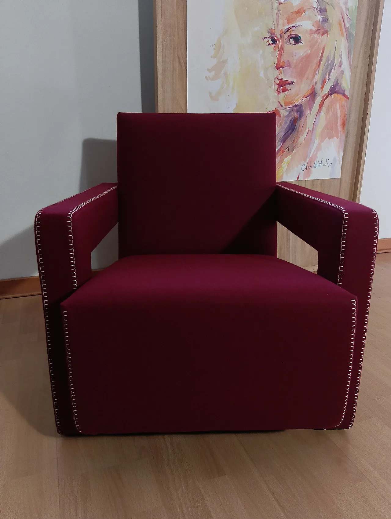 Poltrona Utrecht 637 in lana bordeaux di Cassina, anni 2000 79