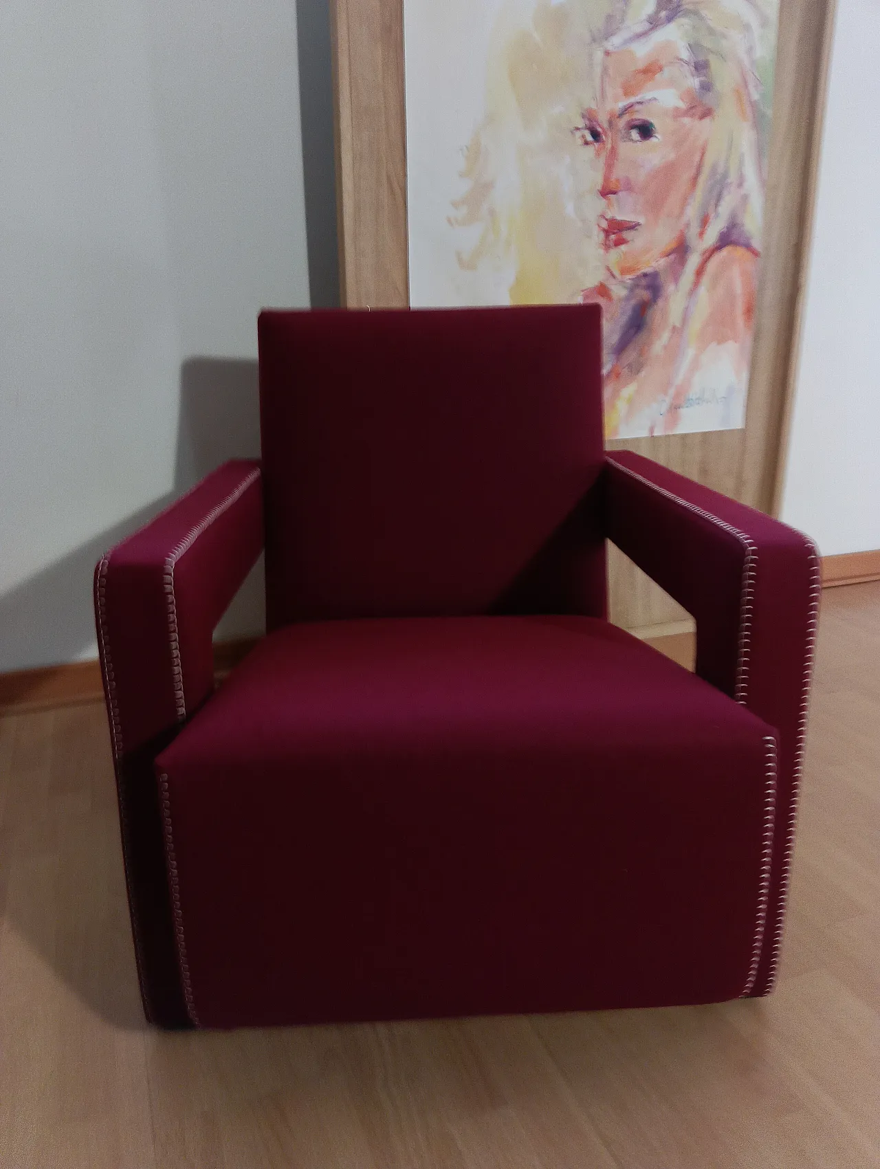 Poltrona Utrecht 637 in lana bordeaux di Cassina, anni 2000 80