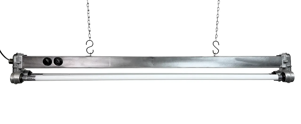 Industrial Polished Hanging Tube Light, 1970s 1