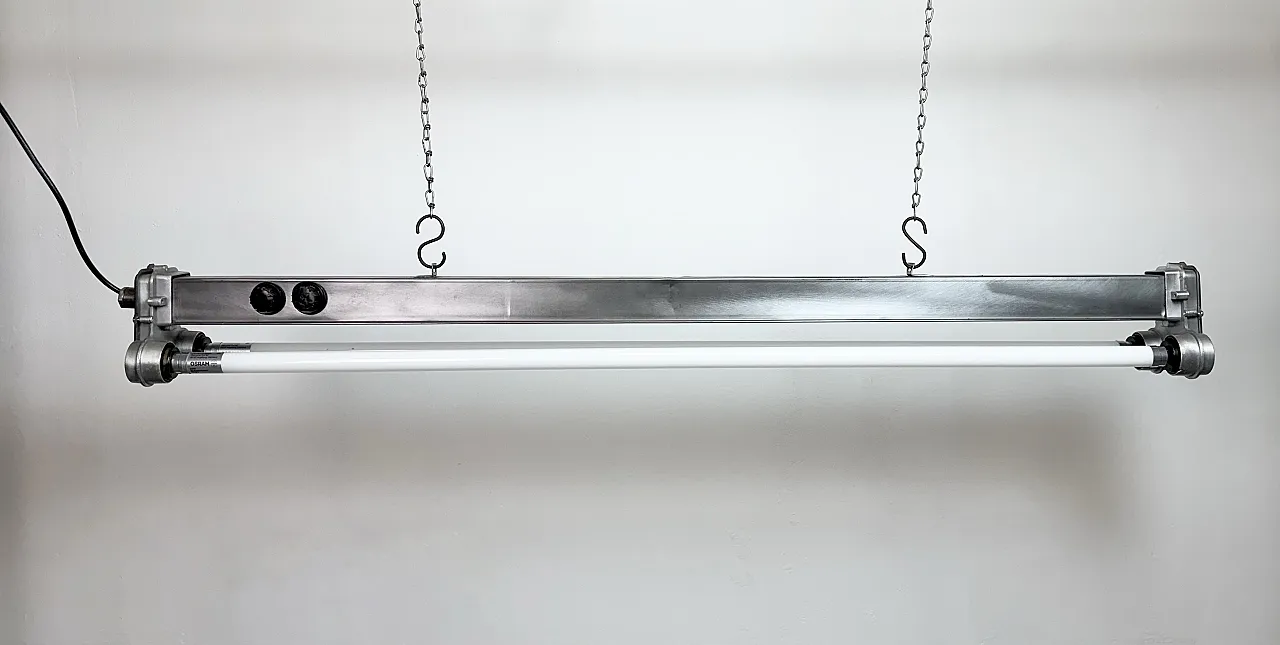Industrial Polished Hanging Tube Light, 1970s 2