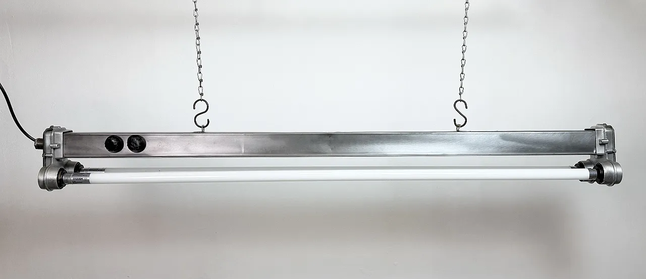Industrial Polished Hanging Tube Light, 1970s 3