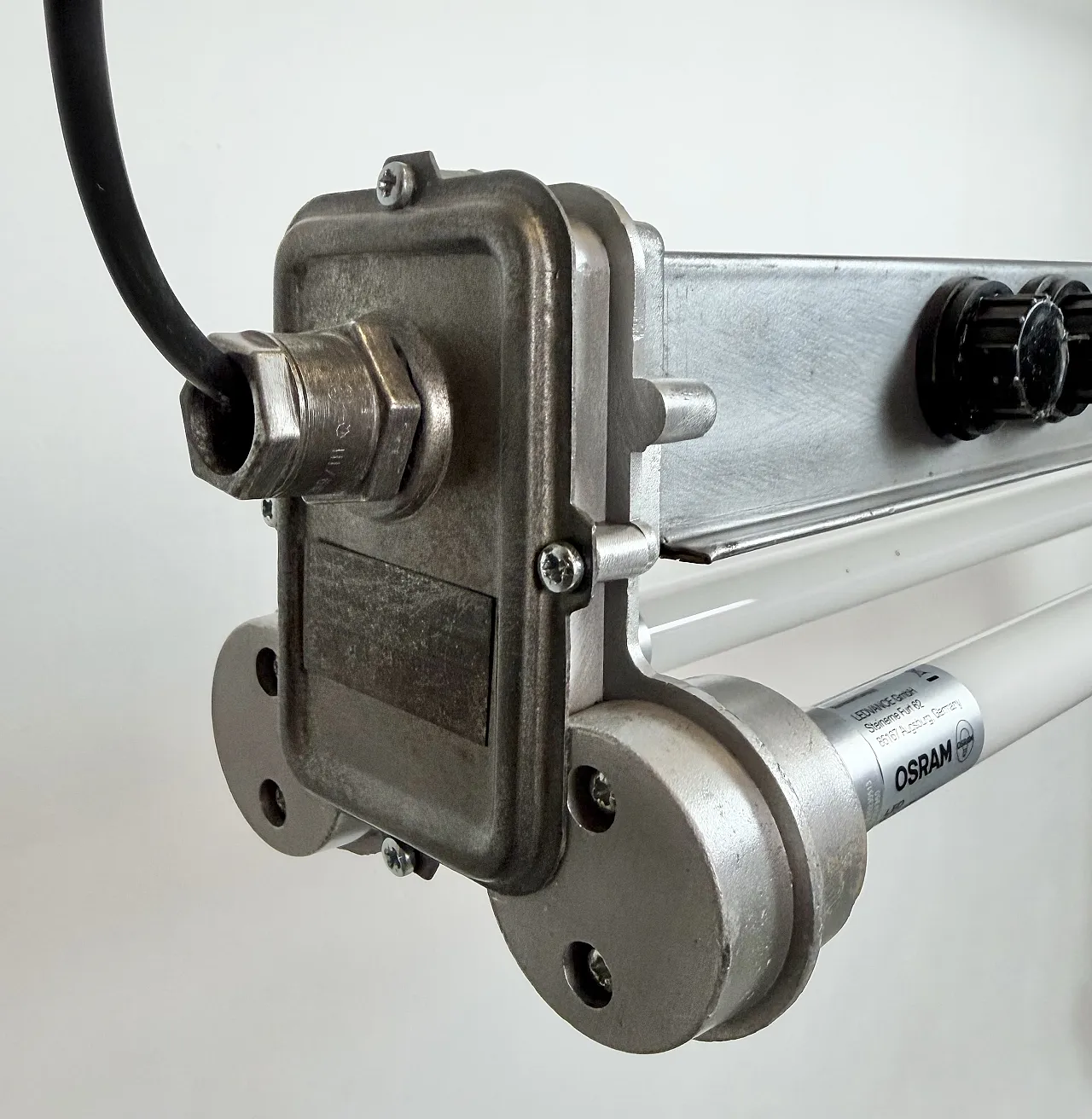 Industrial Polished Hanging Tube Light, 1970s 5