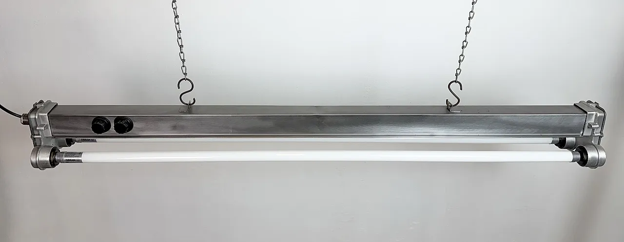Industrial Polished Hanging Tube Light, 1970s 7