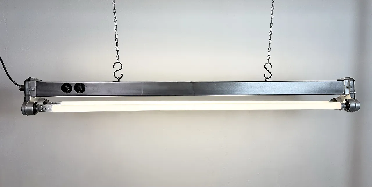 Industrial Polished Hanging Tube Light, 1970s 13