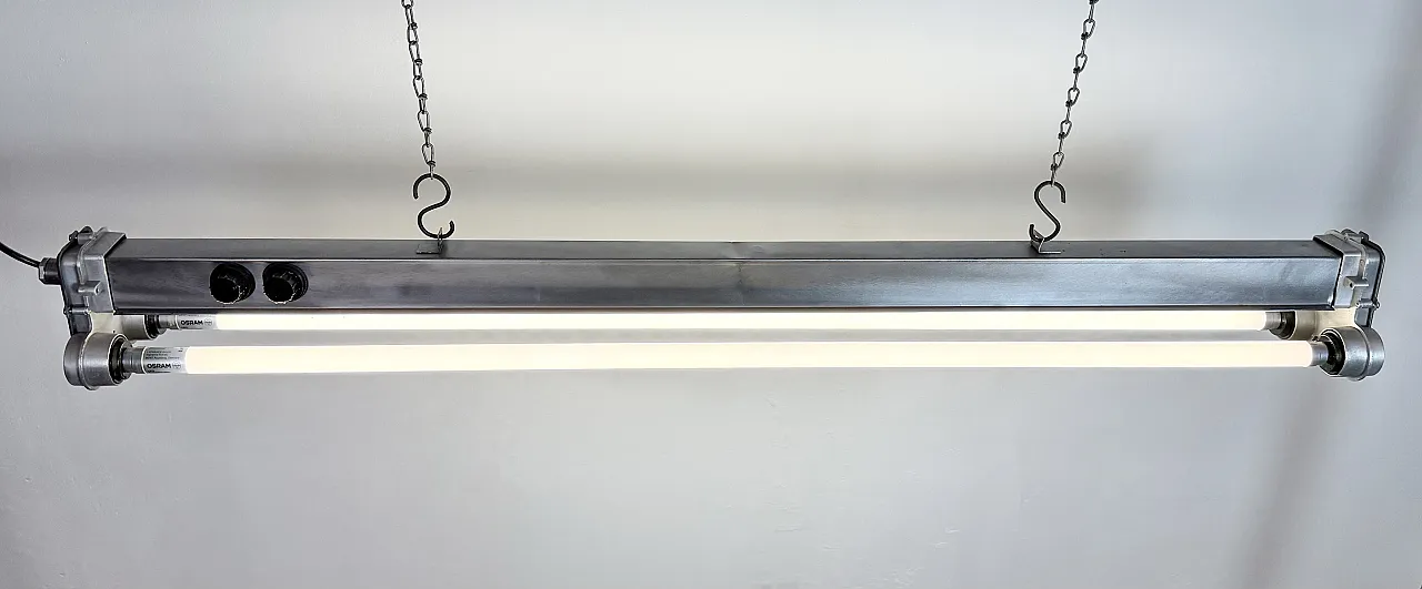 Industrial Polished Hanging Tube Light, 1970s 16