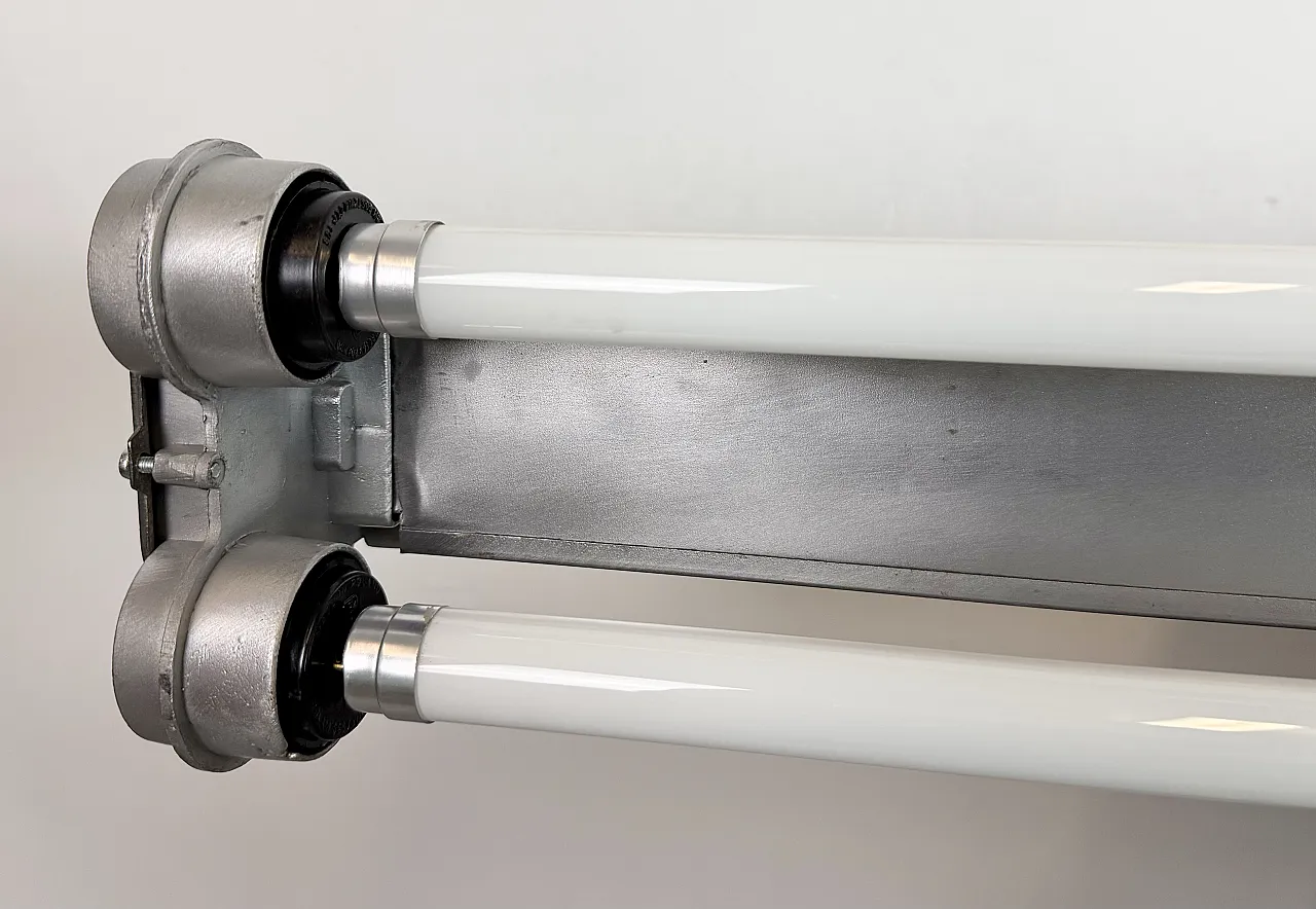 Industrial Polished Hanging Tube Light, 1970s 18