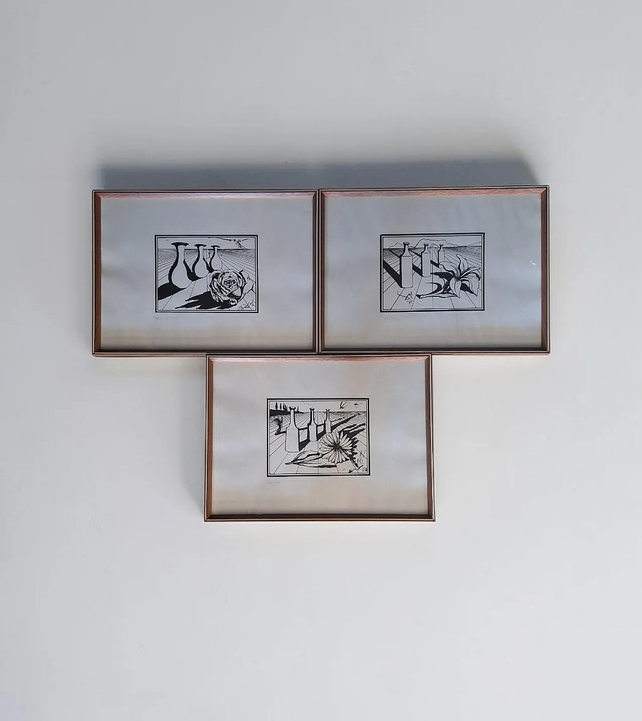 3 Serigrafie di Salvador Dali, Composizioni Rosso Antico, anni '70 1