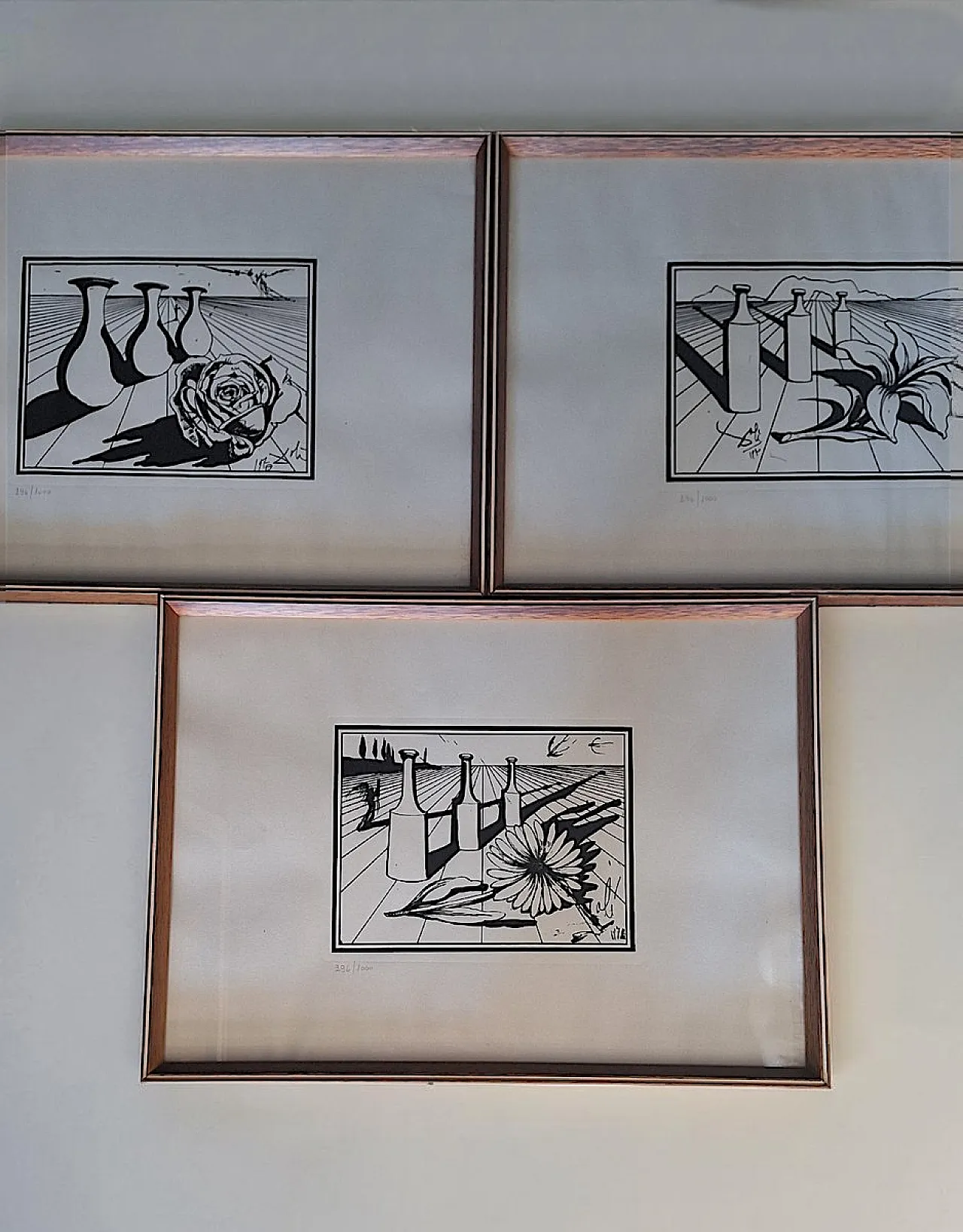 3 Serigrafie di Salvador Dali, Composizioni Rosso Antico, anni '70 2