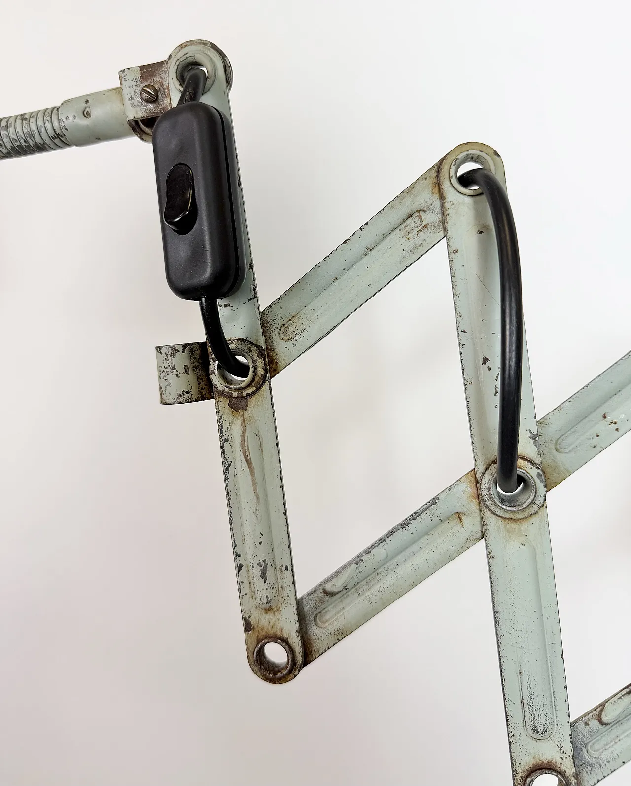 Green Industrial Scissor Wall Lamp from Elektroinstala, 1960s 7