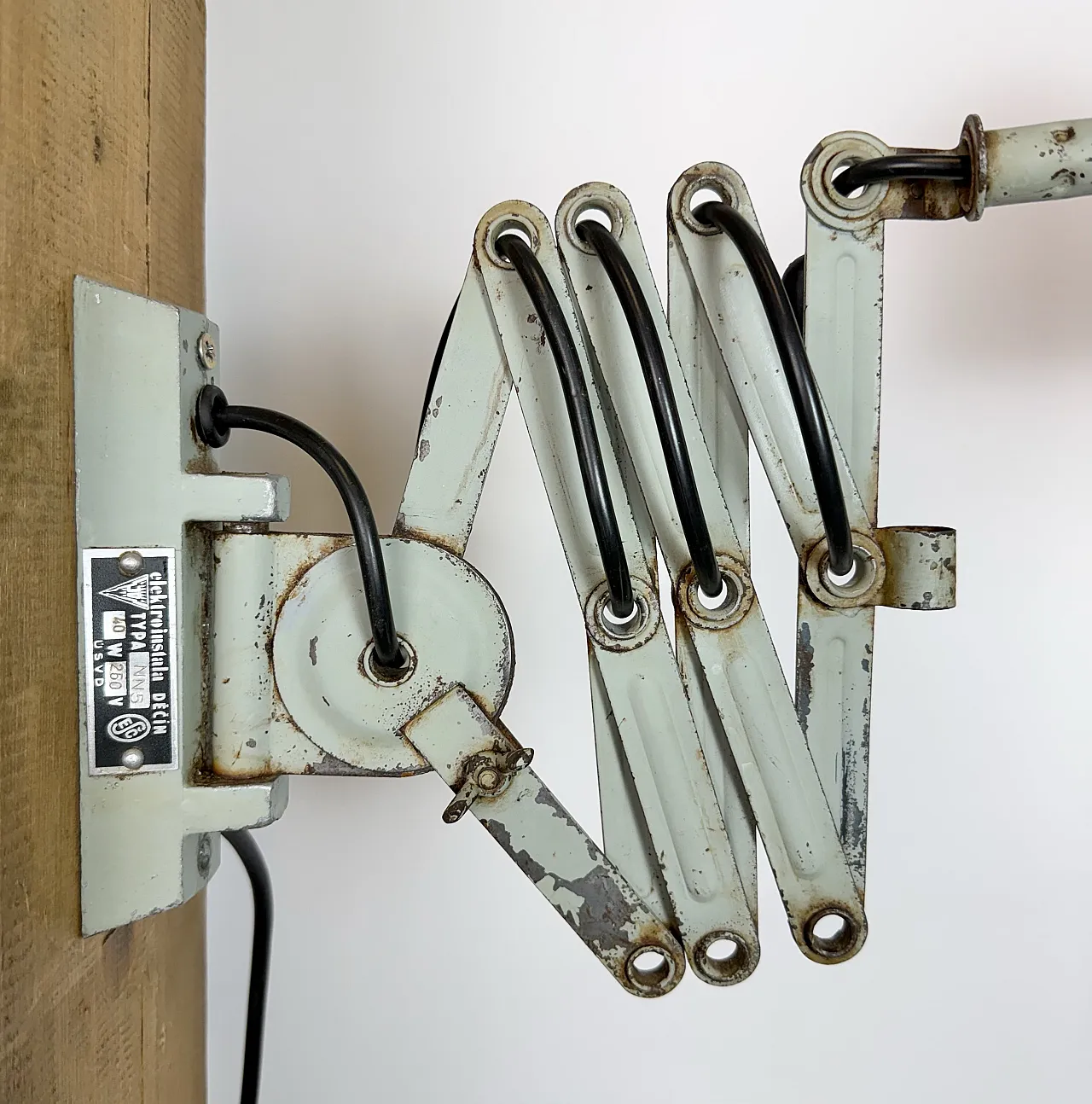 Green Industrial Scissor Wall Lamp from Elektroinstala, 1960s 14