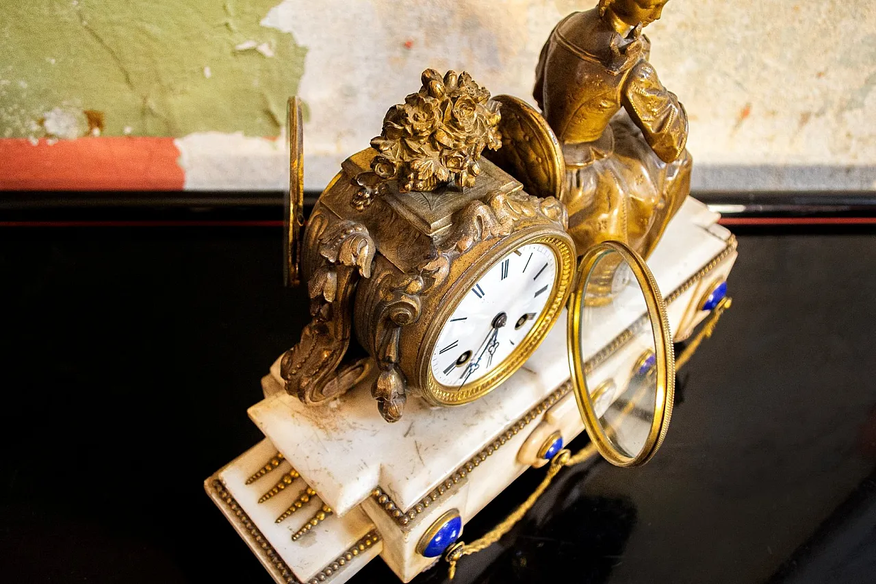 Mantel clock marble and bronze by T&Q Brevetes S.G.D.Q., 19th century 4