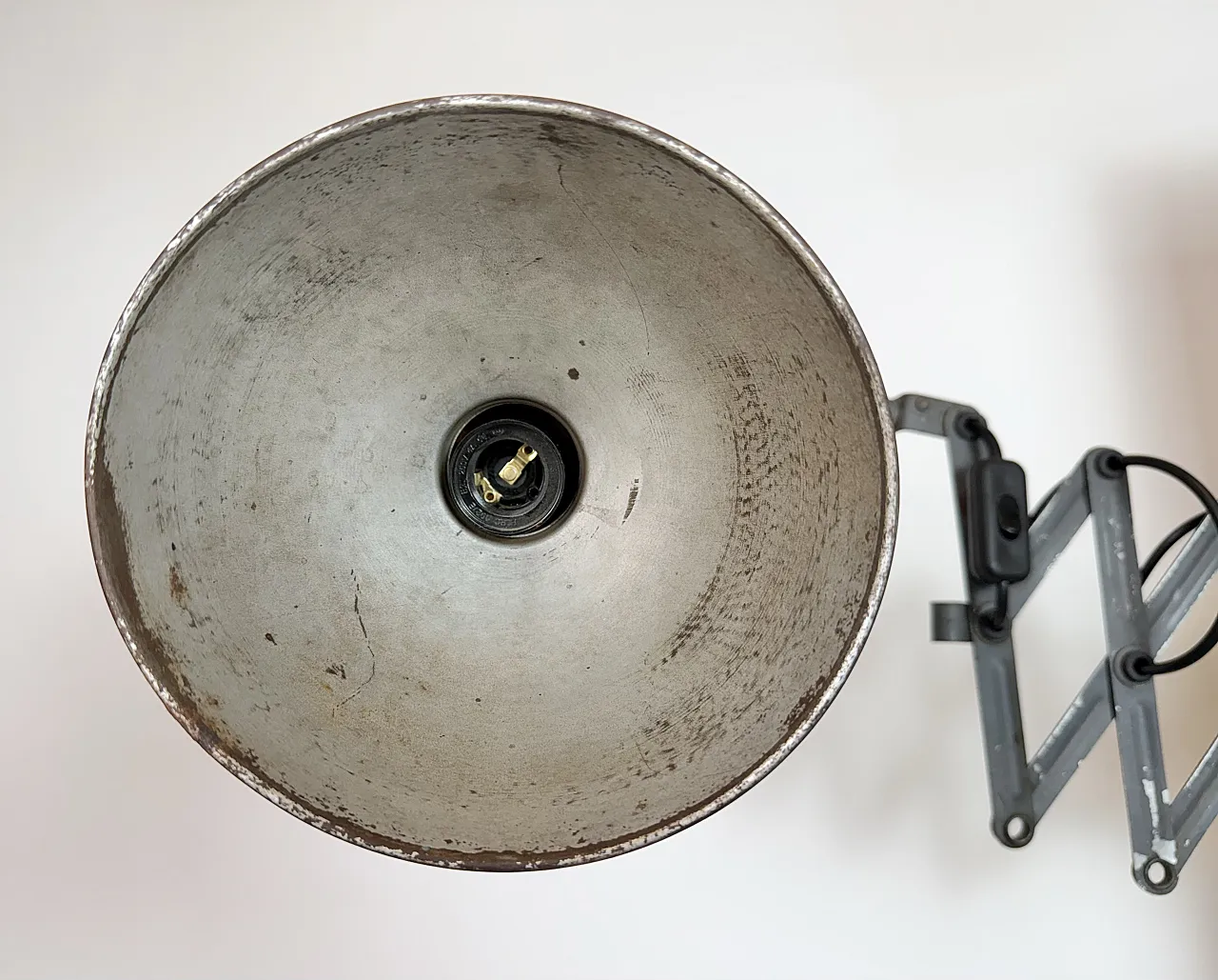 Grey Industrial Gooseneck Scissor Wall Lamp from Elektroinstala, 1960s 9