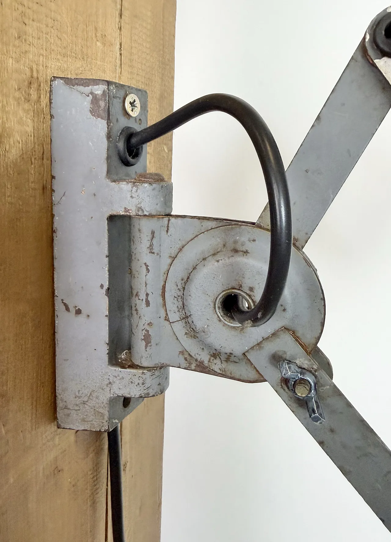 Grey Industrial Gooseneck Scissor Wall Lamp from Elektroinstala, 1960s 11