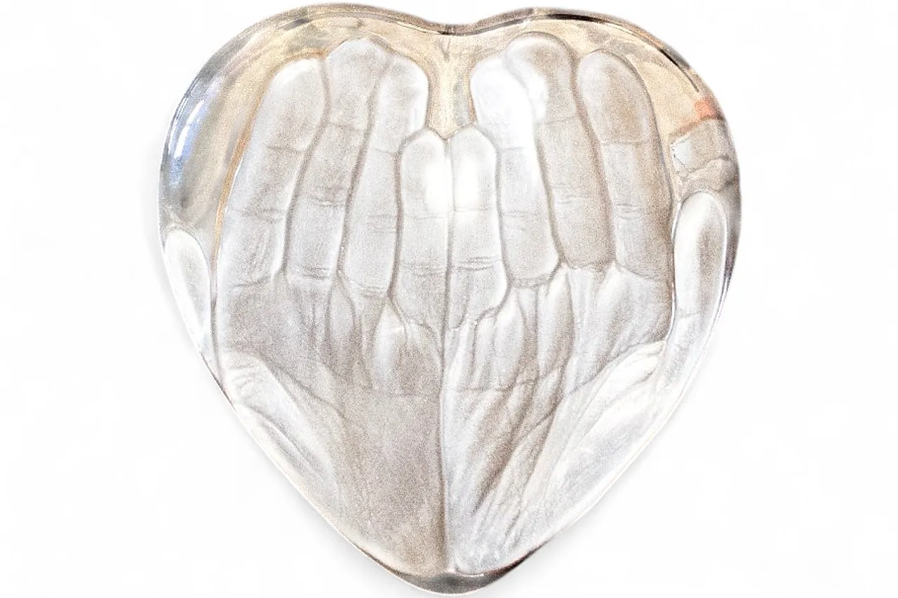 Scultura in cristallo con cuore di Tony Morgan per Daum, anni '70 5