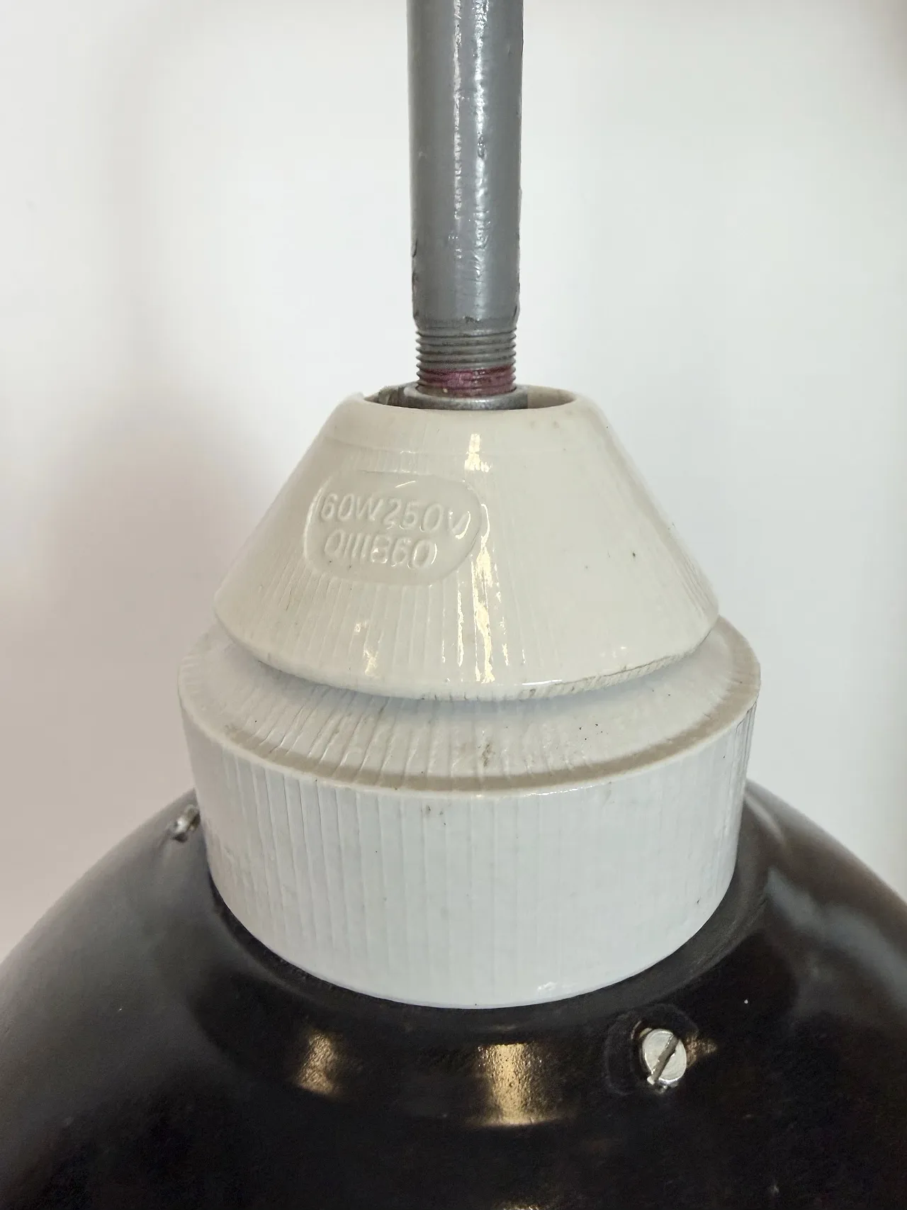 Industrial Factory Wall Lamp with Black Enamel Shade, 1960s 6