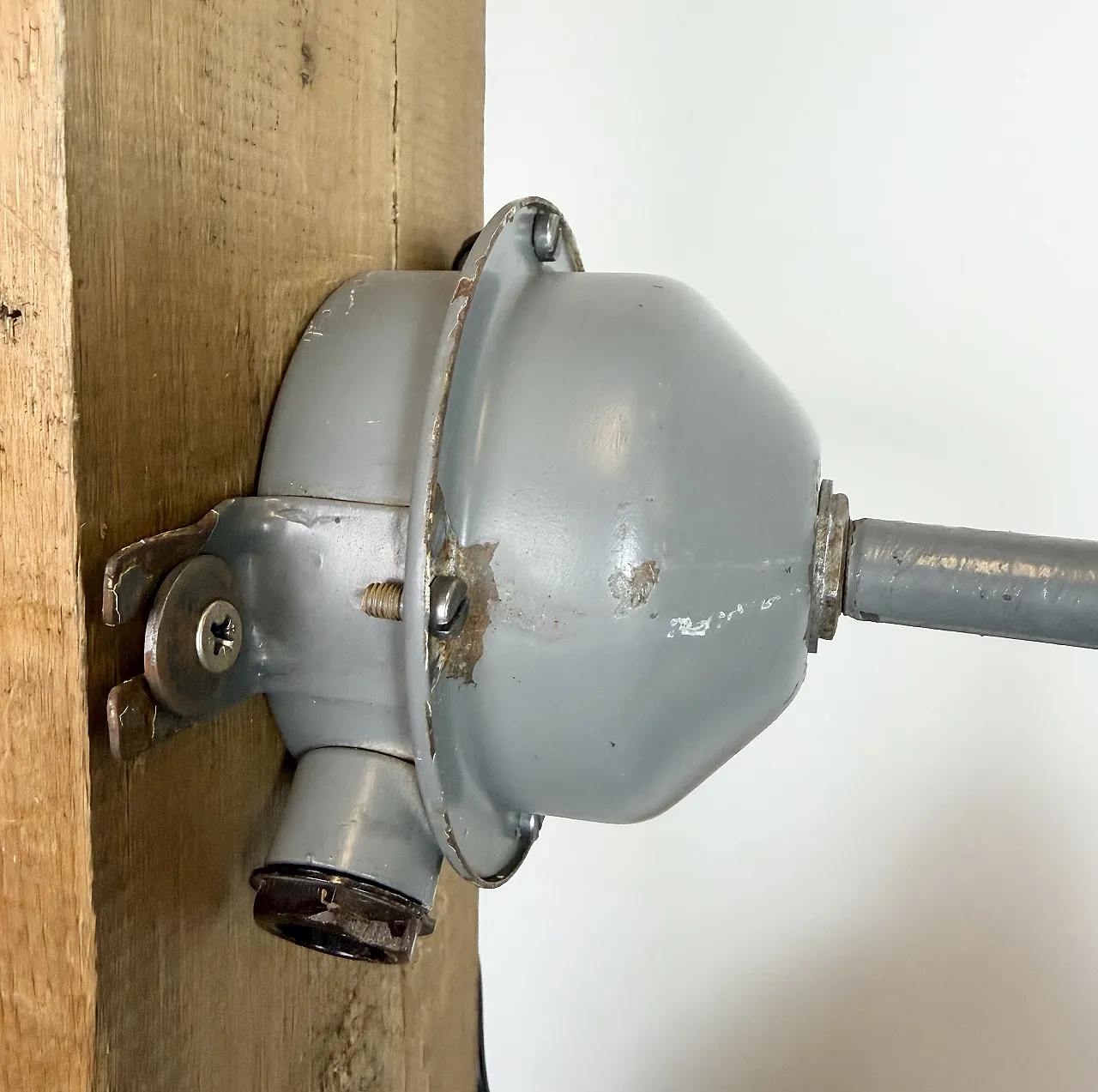 Industrial Factory Wall Lamp with Black Enamel Shade, 1960s 8