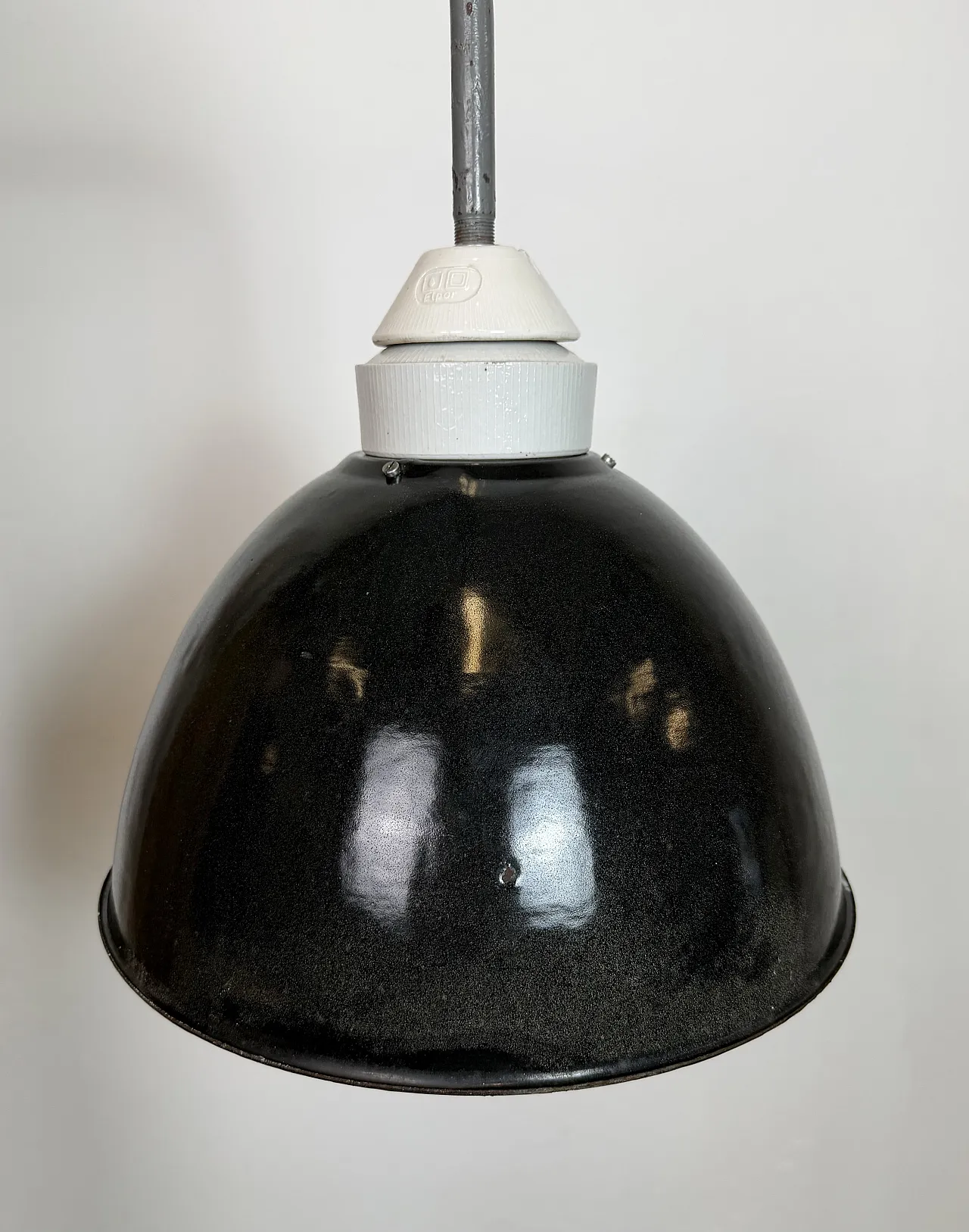 Industrial Factory Wall Lamp with Black Enamel Shade, 1960s 9
