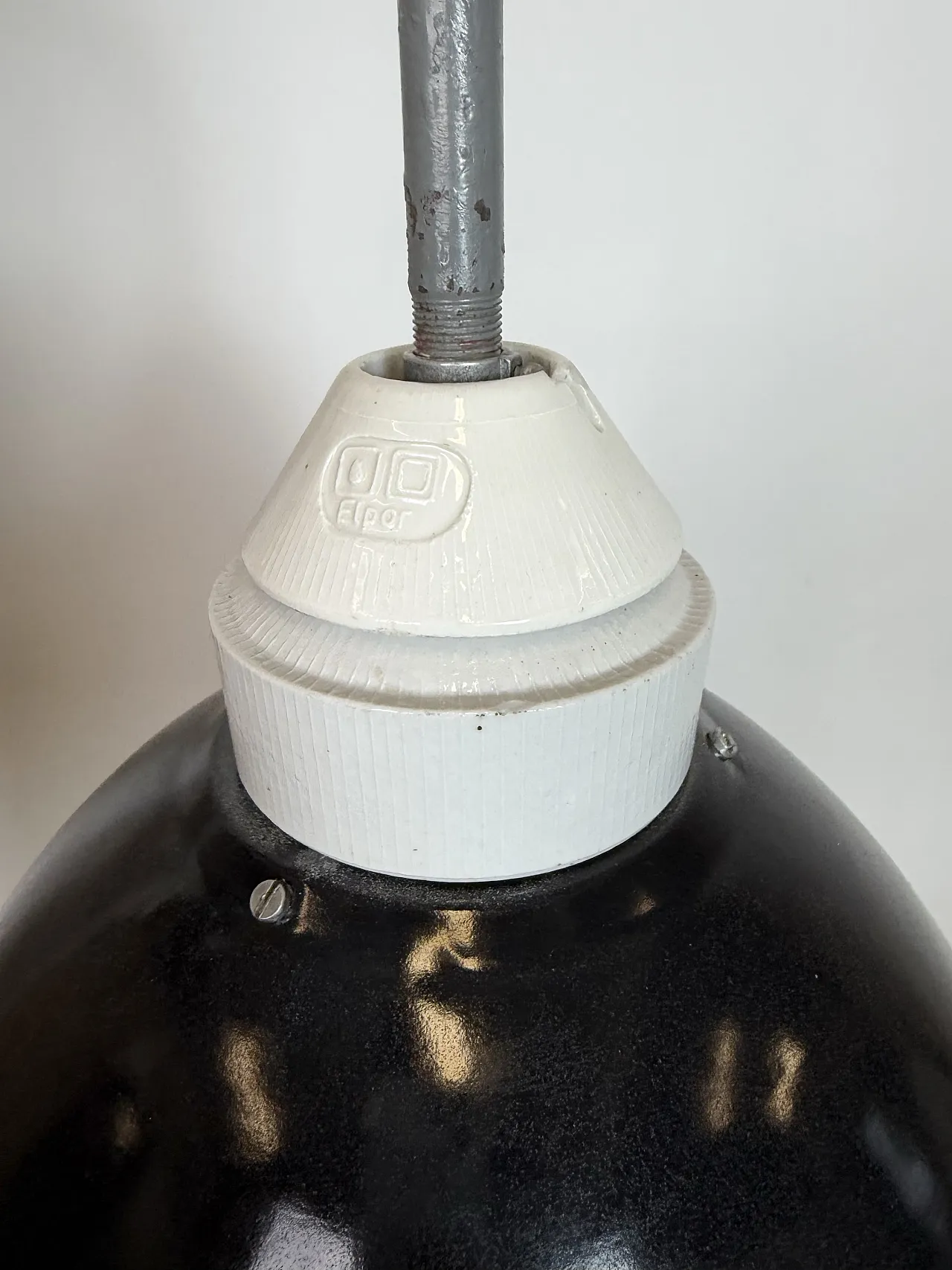 Industrial Factory Wall Lamp with Black Enamel Shade, 1960s 11