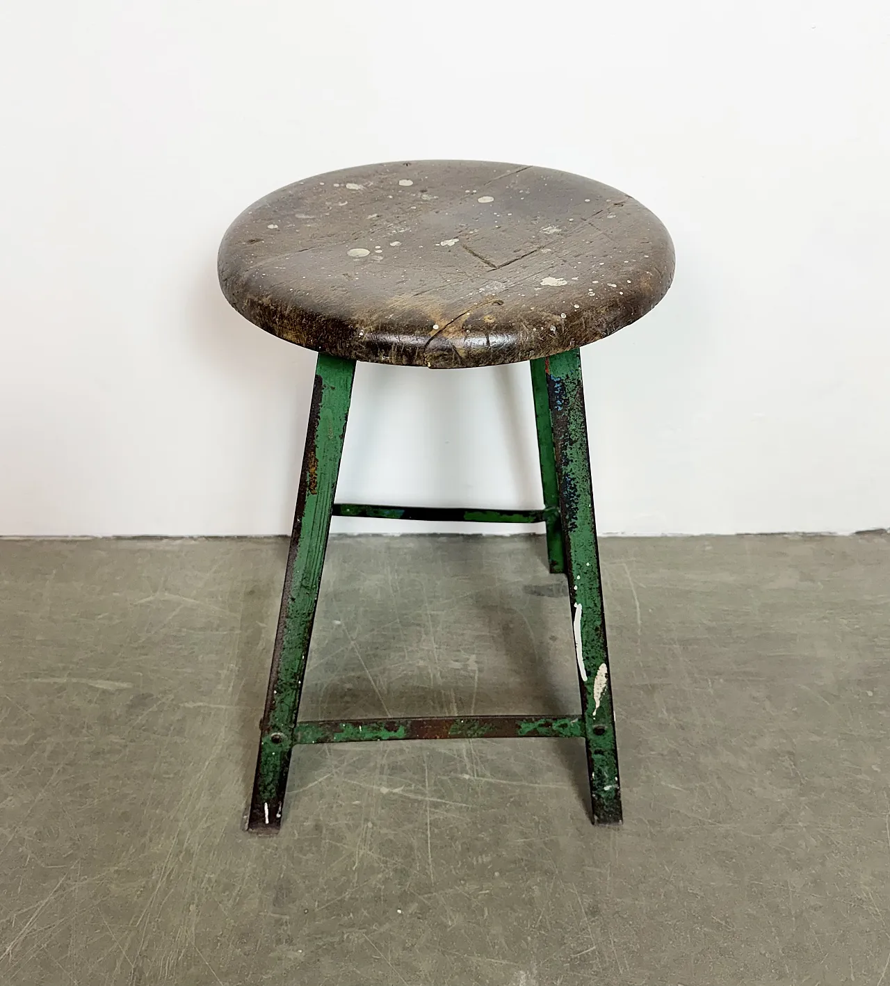 Green Industrial Workshop Stool, 1960s 4