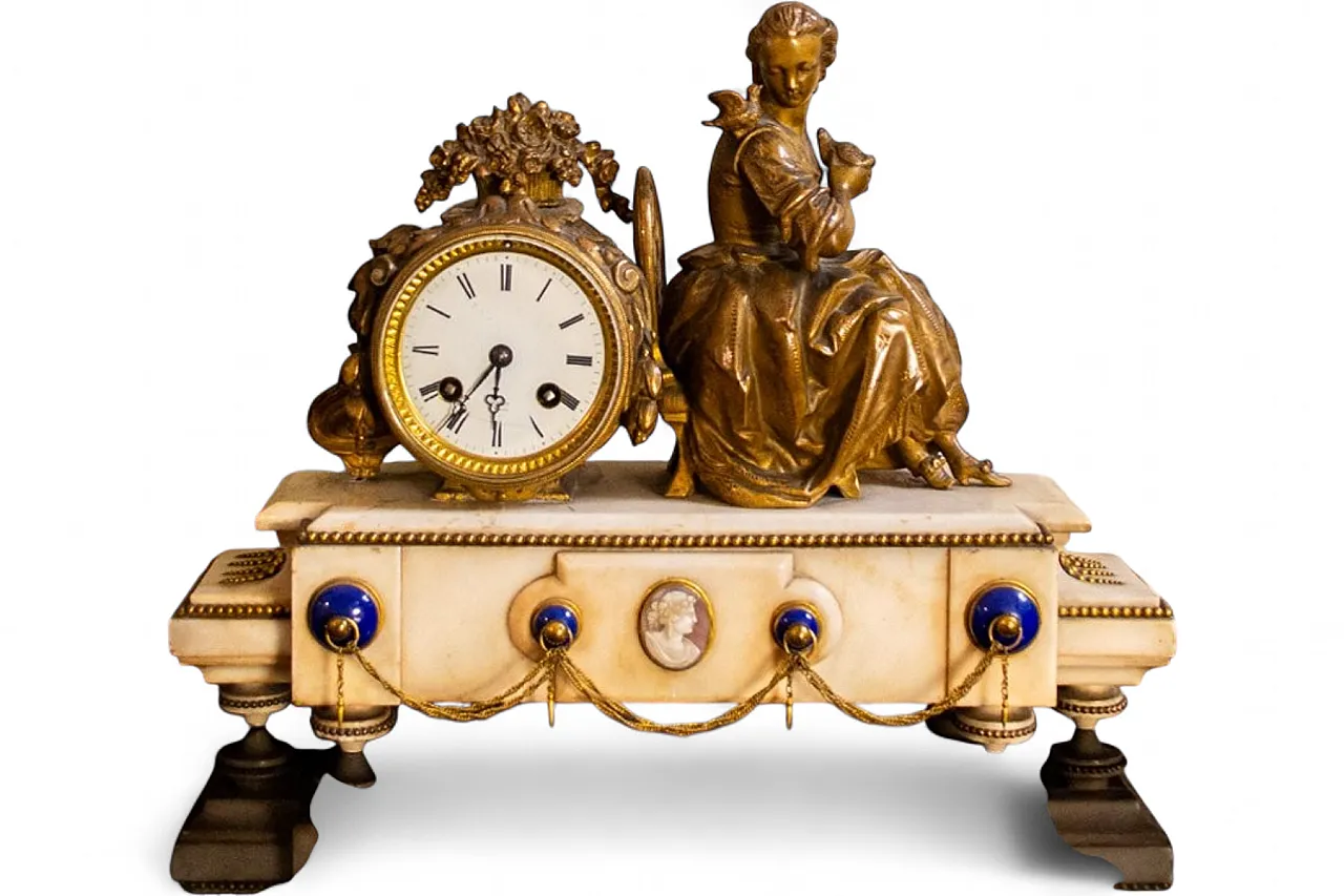 Mantel clock marble and bronze by T&Q Brevetes S.G.D.Q., 19th century 9