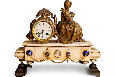 Mantel clock marble and bronze by T&Q Brevetes S.G.D.Q., 19th century