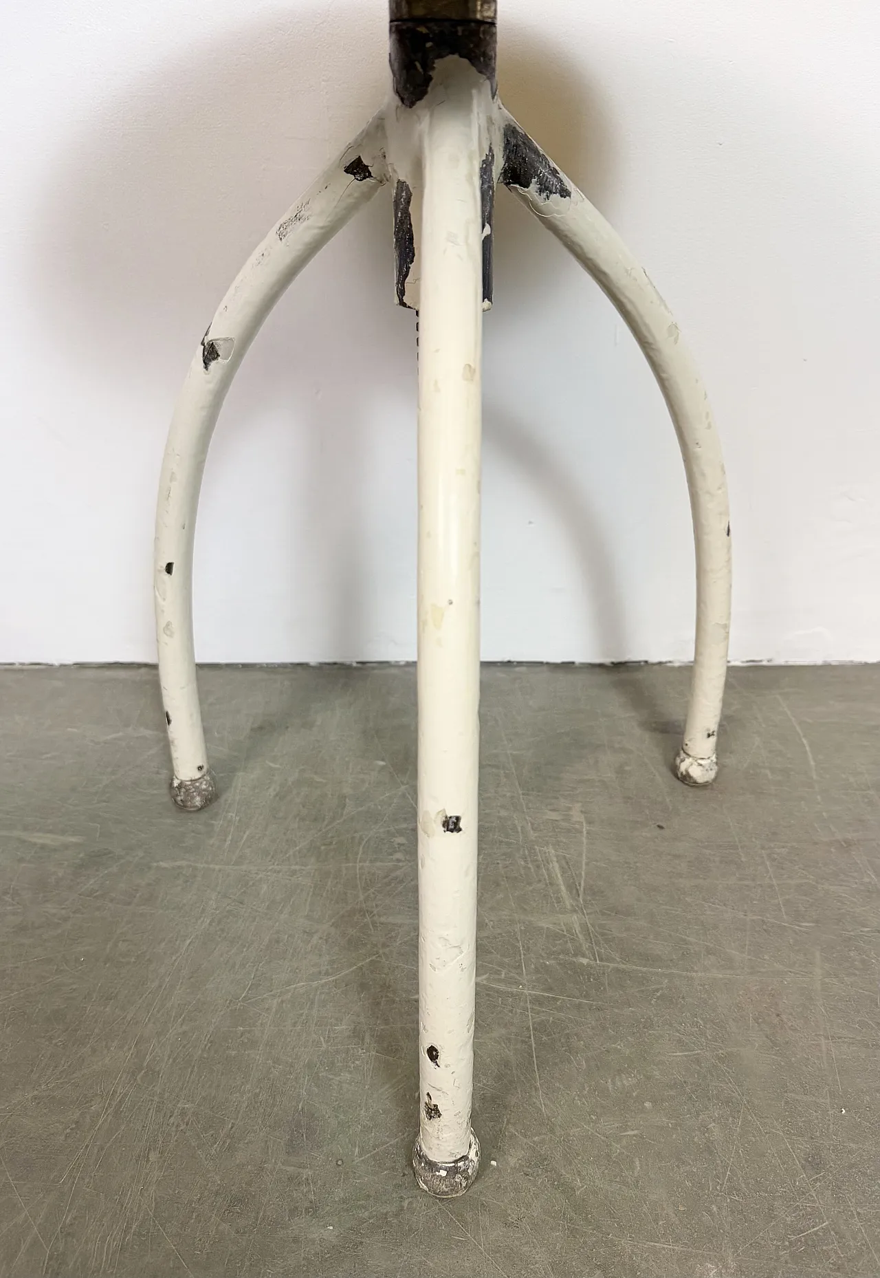 White Industrial Iron Stool, 1960s 7