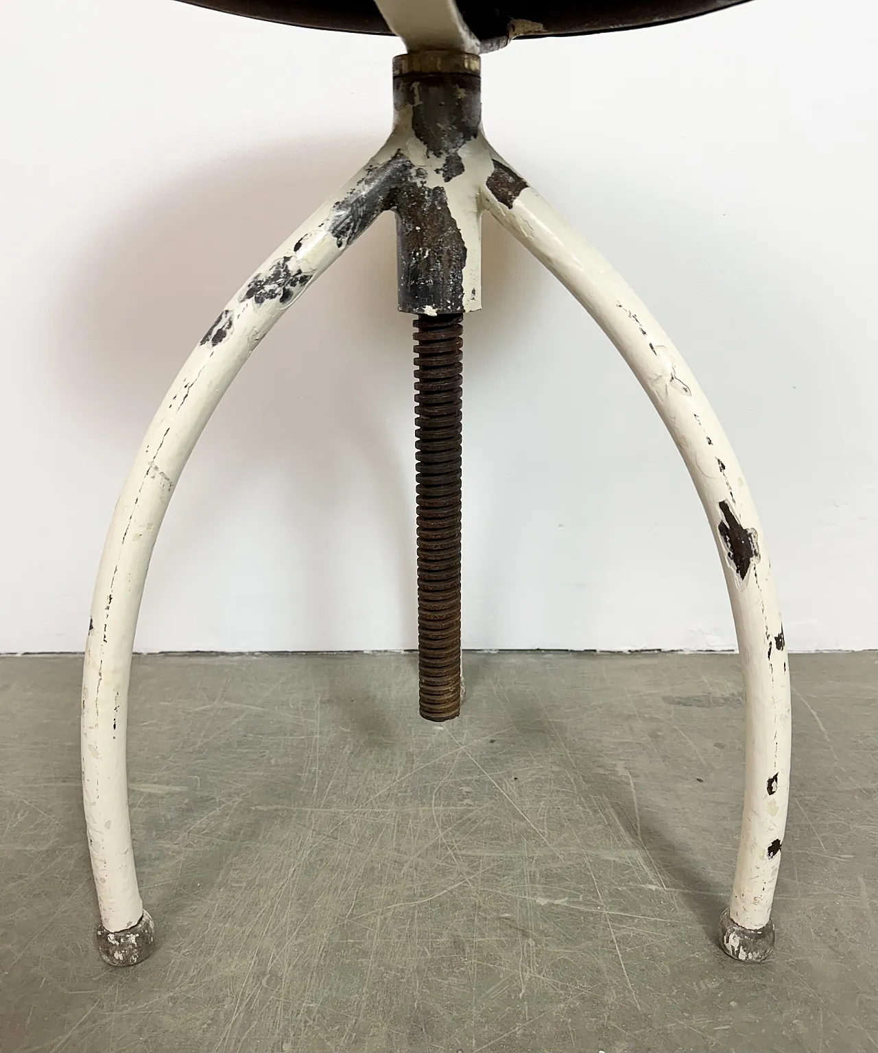 White Industrial Iron Stool, 1960s 13