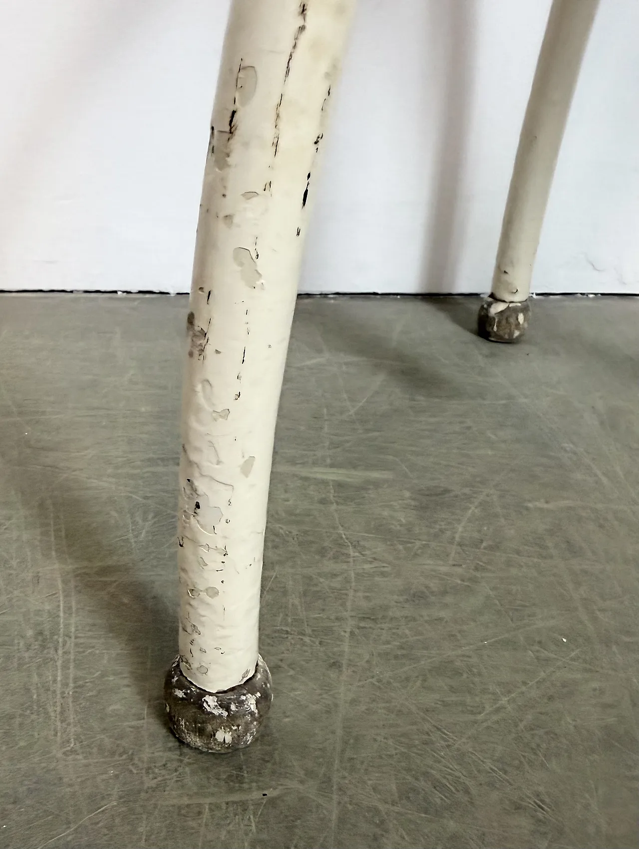 White Industrial Iron Stool, 1960s 15
