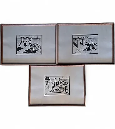 3 Serigrafie di Salvador Dali, Composizioni Rosso Antico, anni '70