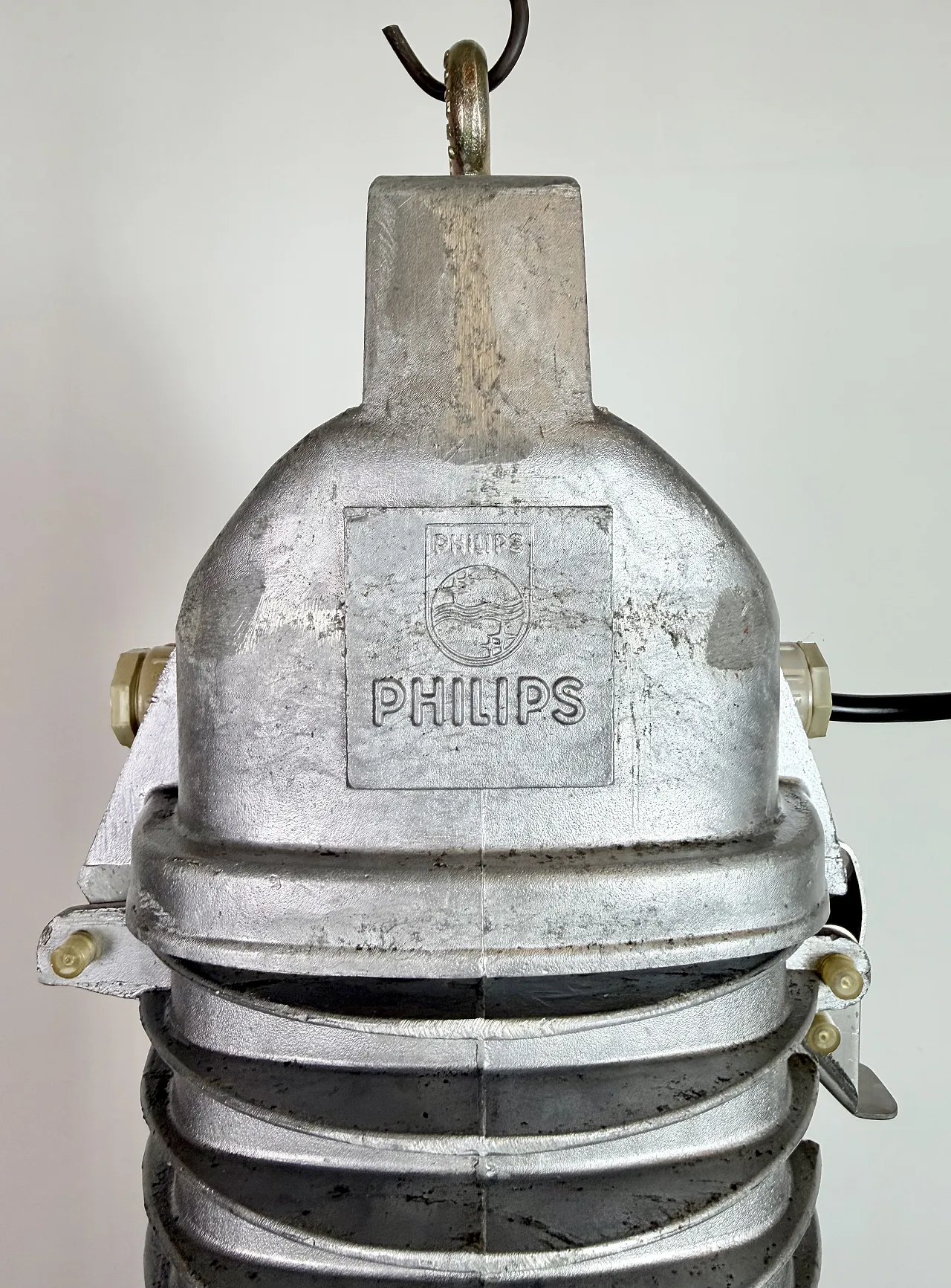 Large Industrial Black Enamel Factory Pendant Lamp from Philips, 1960s 6