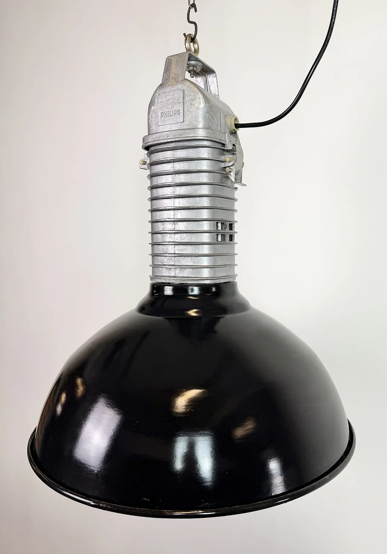 Large Industrial Black Enamel Factory Pendant Lamp from Philips, 1960s 7