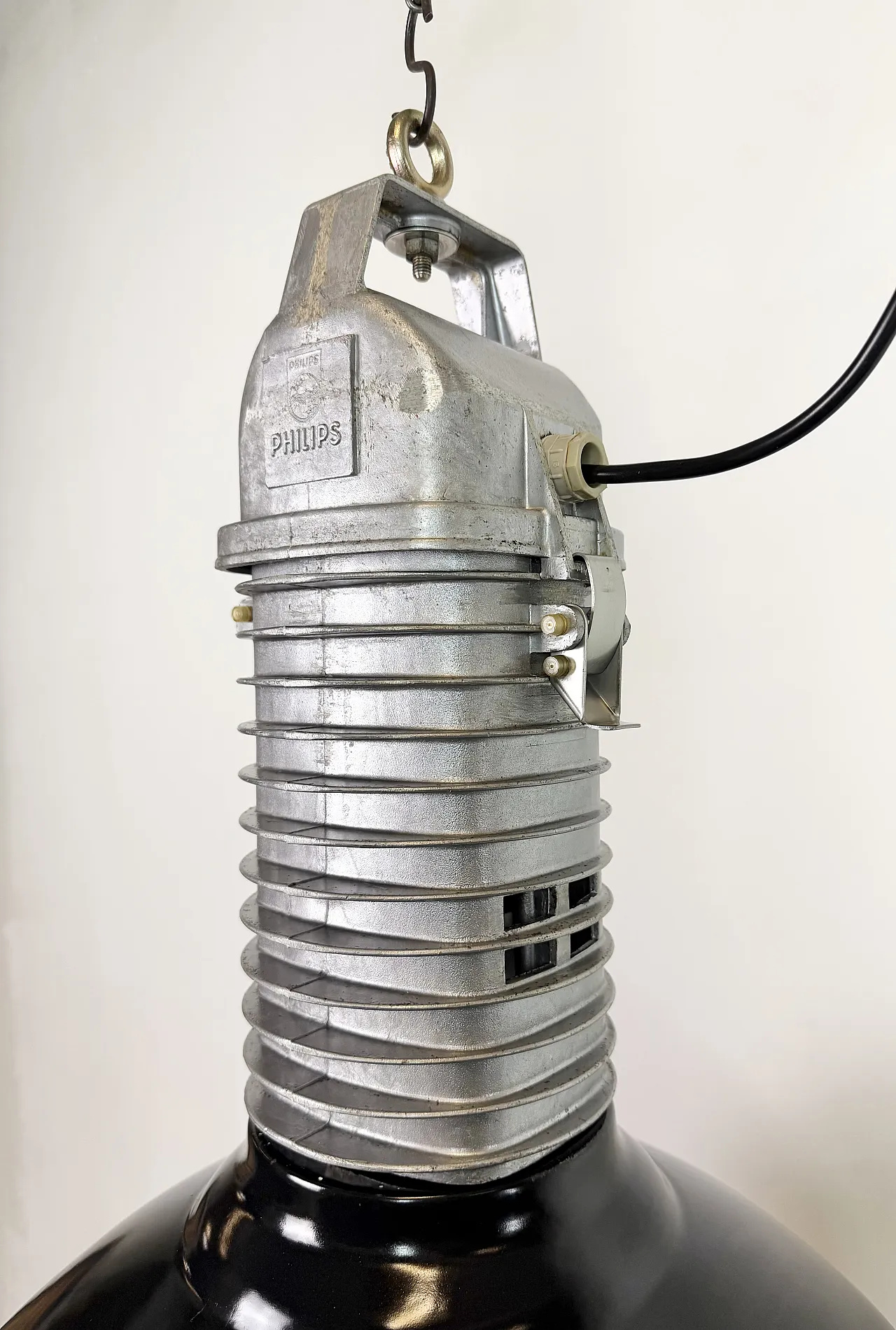 Large Industrial Black Enamel Factory Pendant Lamp from Philips, 1960s 8