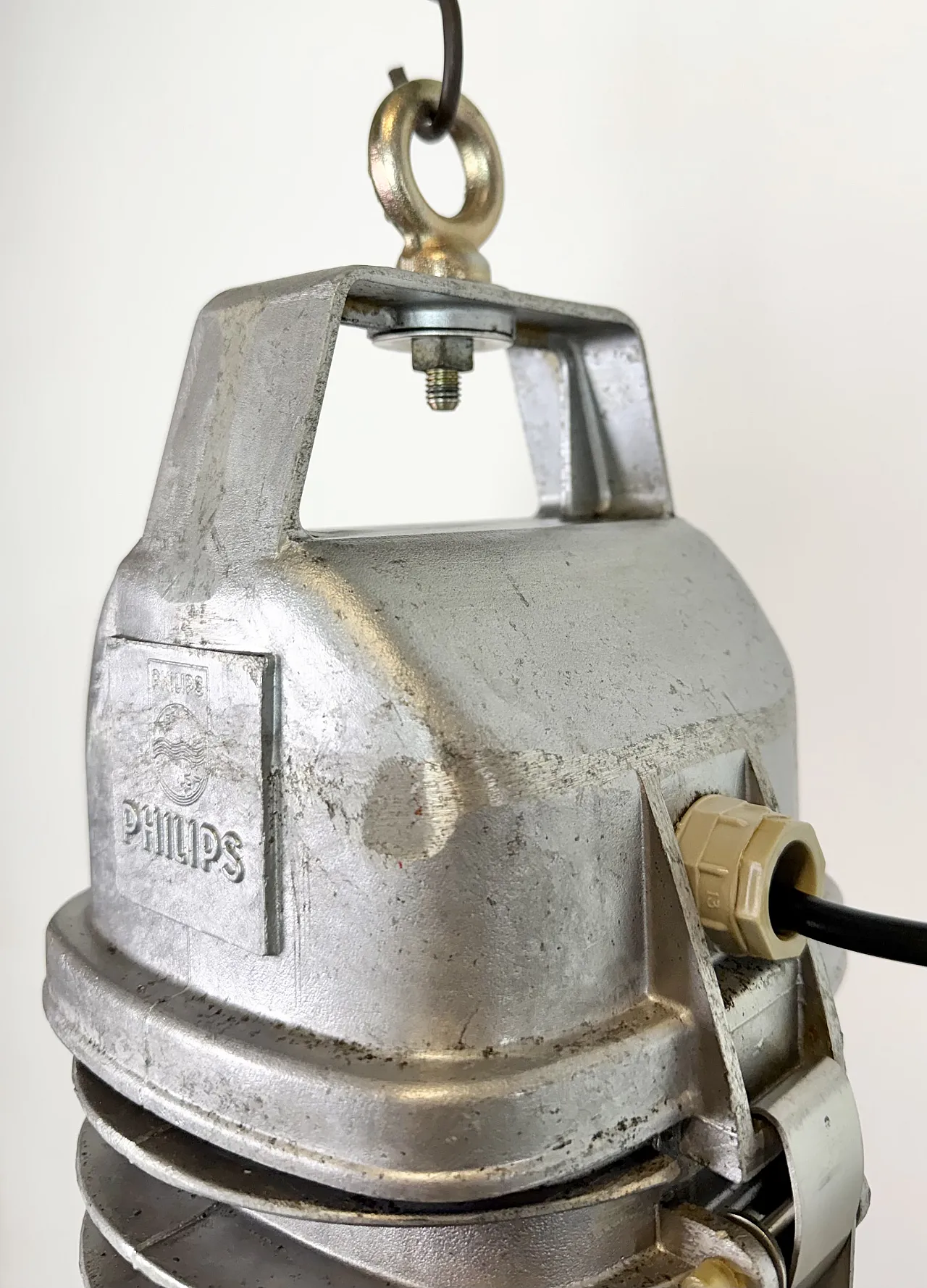 Large Industrial Black Enamel Factory Pendant Lamp from Philips, 1960s 9