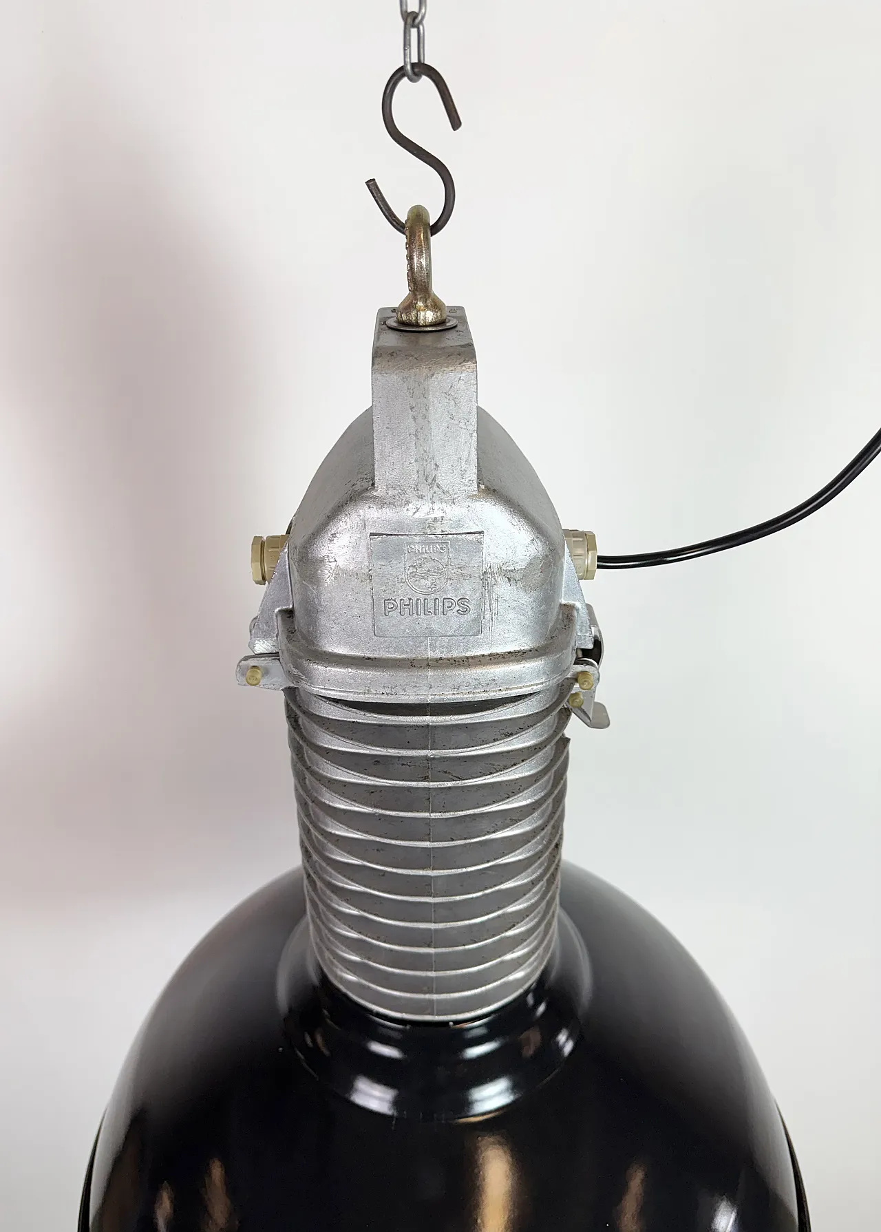 Large Industrial Black Enamel Factory Pendant Lamp from Philips, 1960s 11