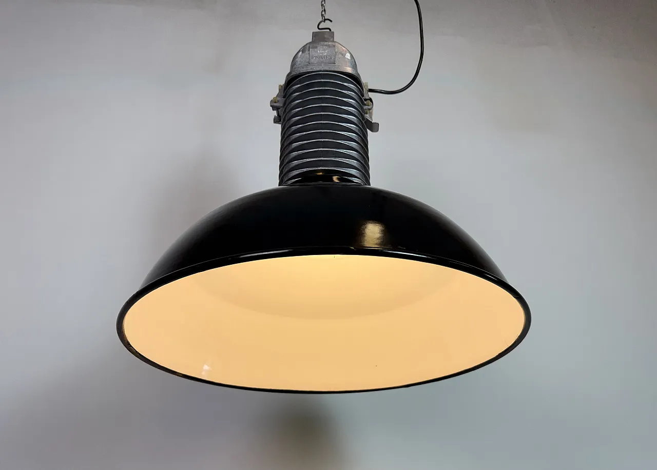 Large Industrial Black Enamel Factory Pendant Lamp from Philips, 1960s 15