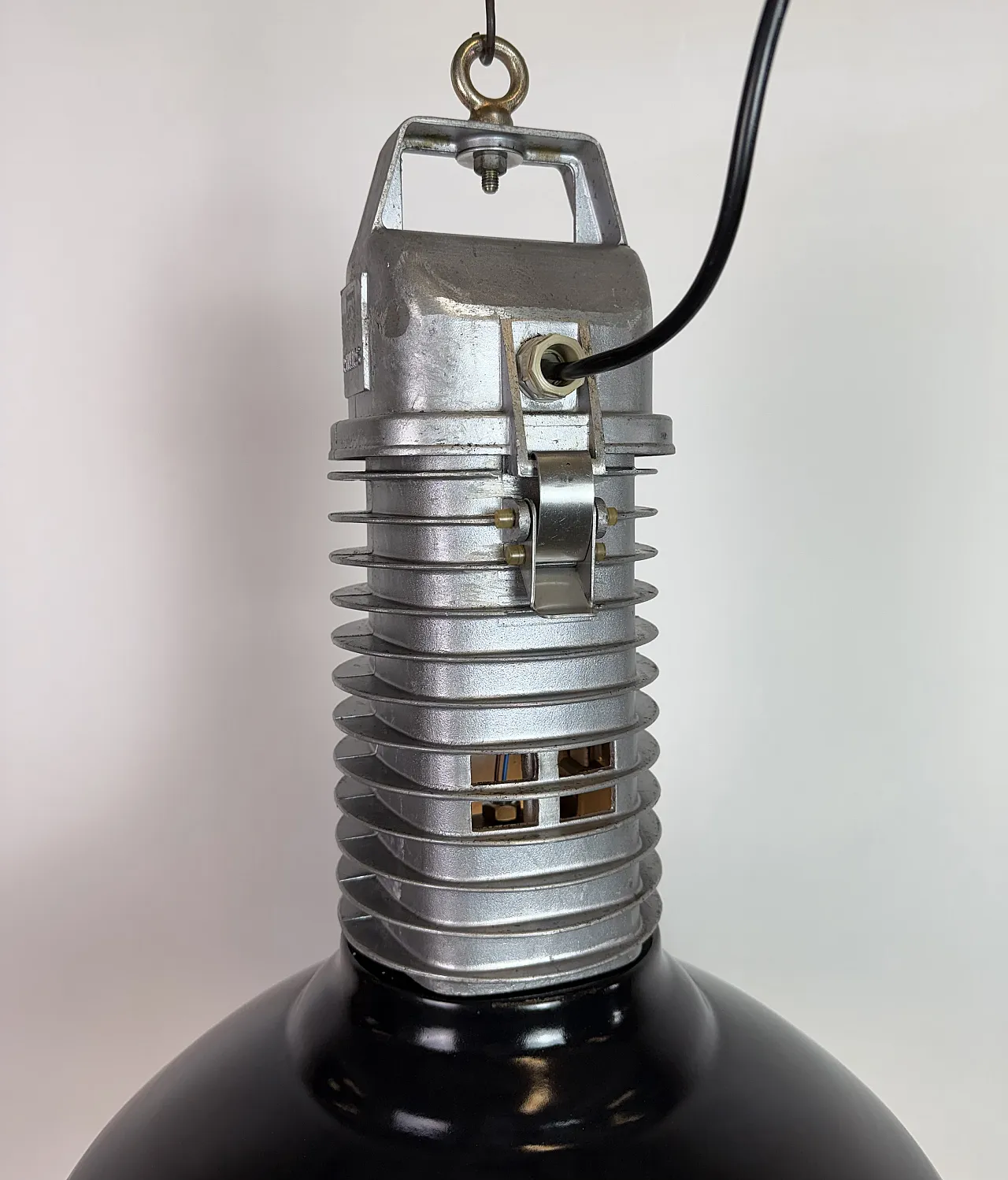 Large Industrial Black Enamel Factory Pendant Lamp from Philips, 1960s 16