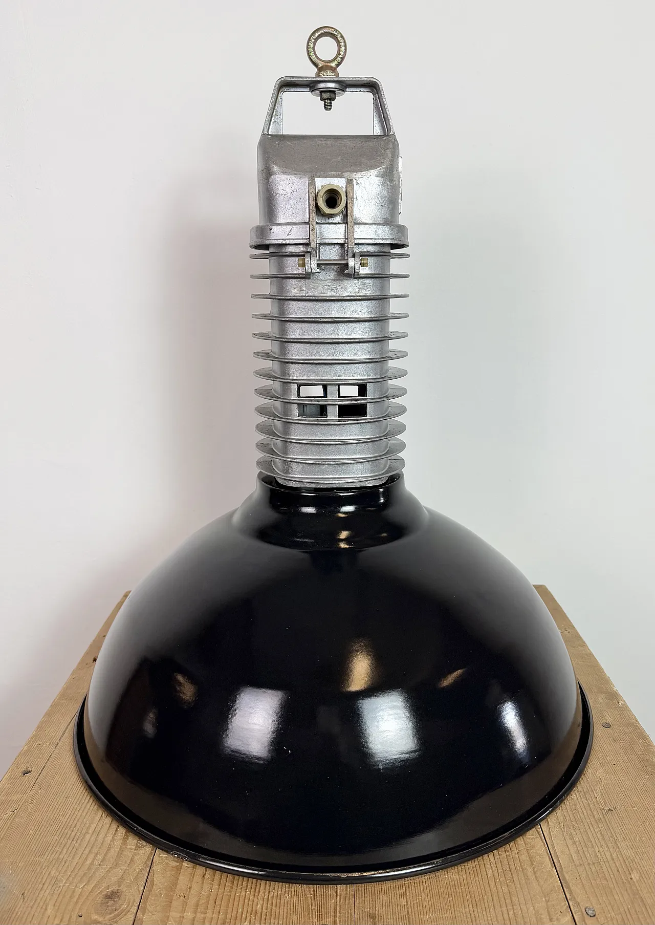 Large Industrial Black Enamel Factory Pendant Lamp from Philips, 1960s 18