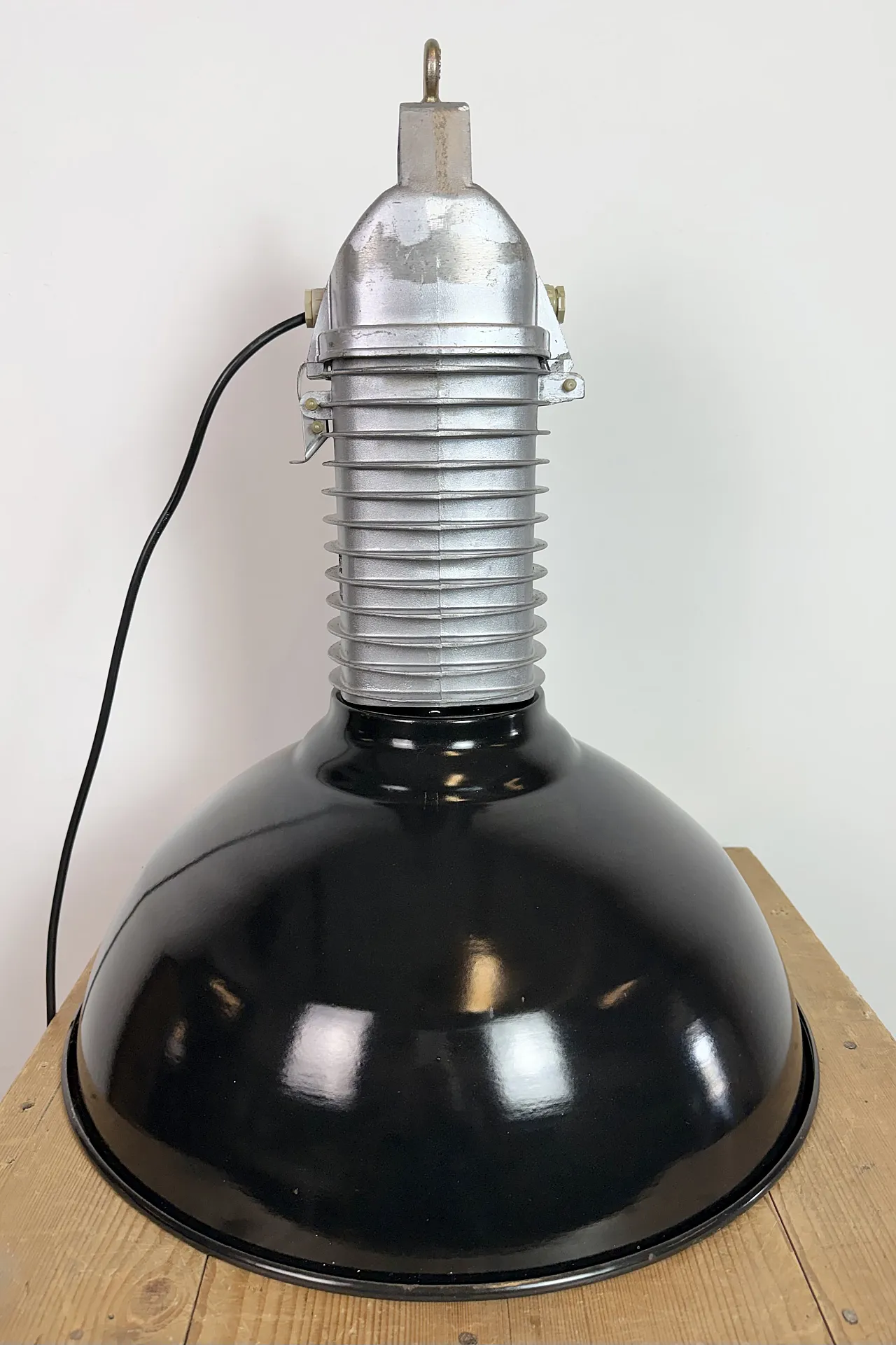 Large Industrial Black Enamel Factory Pendant Lamp from Philips, 1960s 20