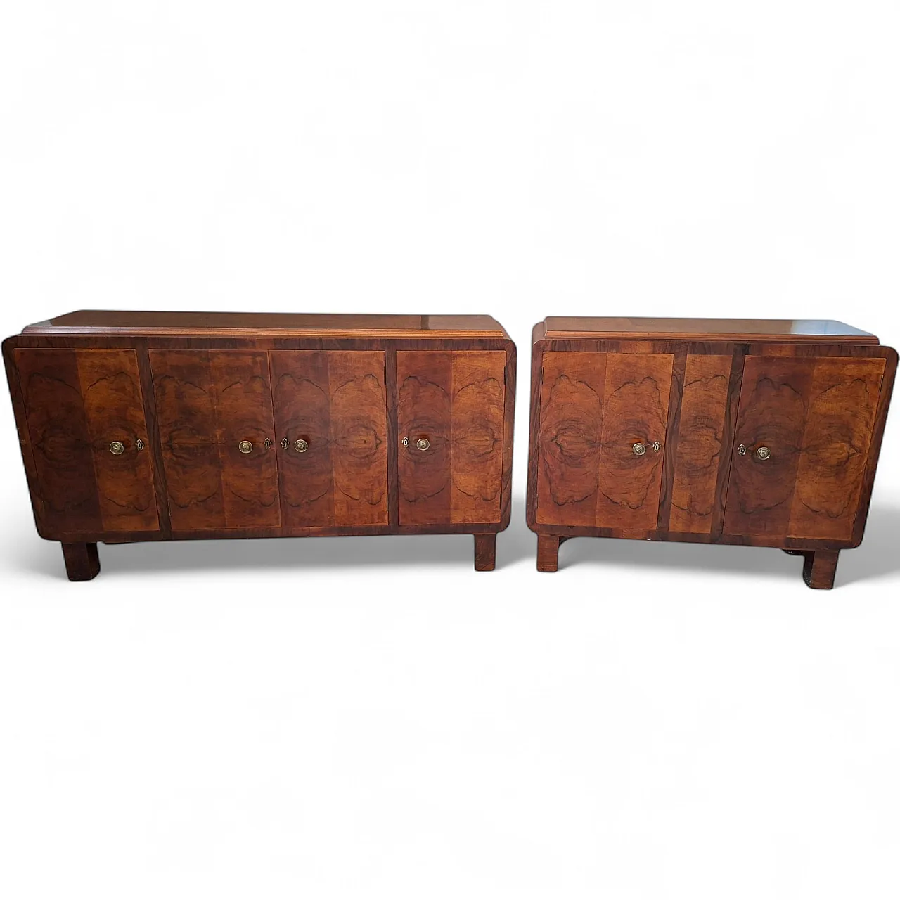 Pair of Art Deco sideboards in briarwood, 1930s 13