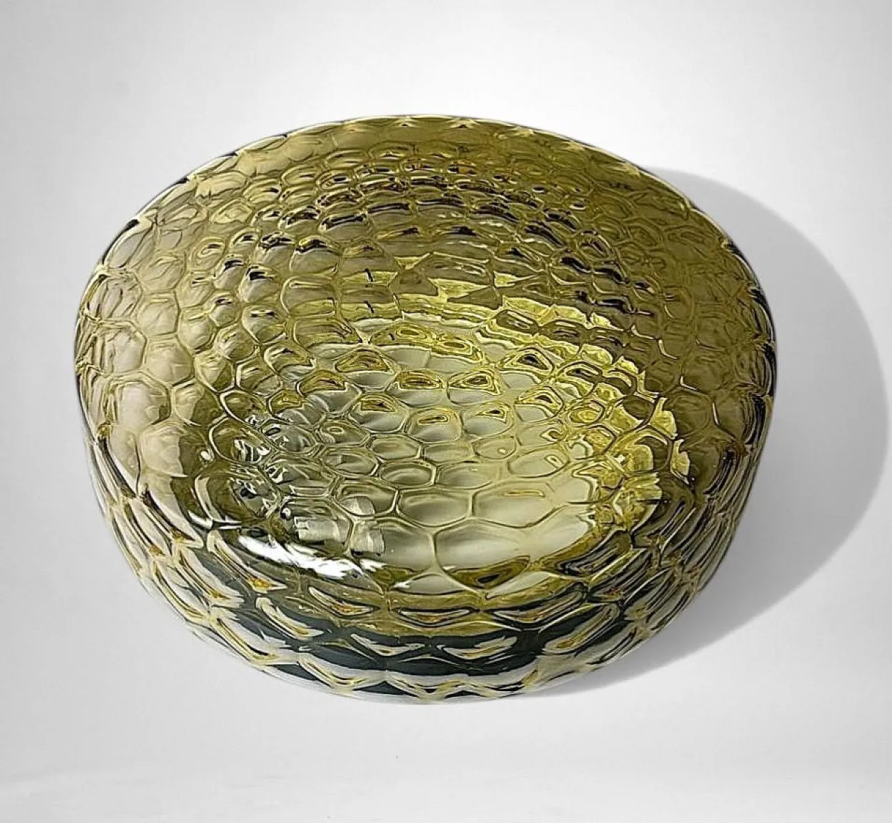 Lampada da soffitto in vetro a bolle d'aria ambrato di Murano, '900 2