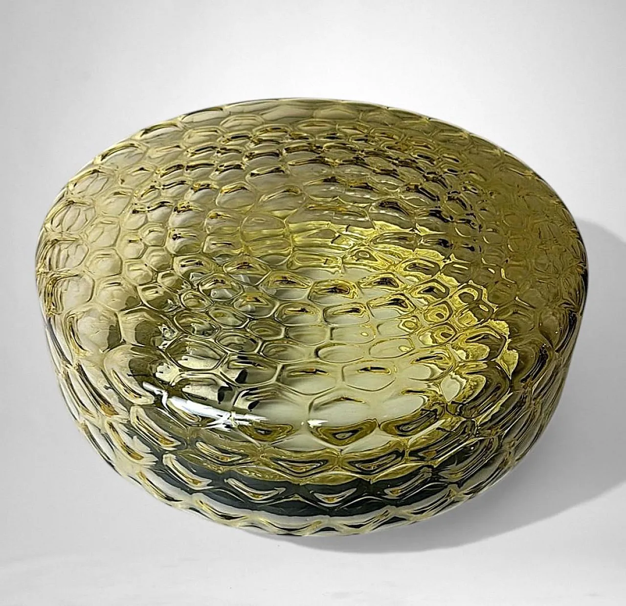 Lampada da soffitto in vetro a bolle d'aria ambrato di Murano, '900 3