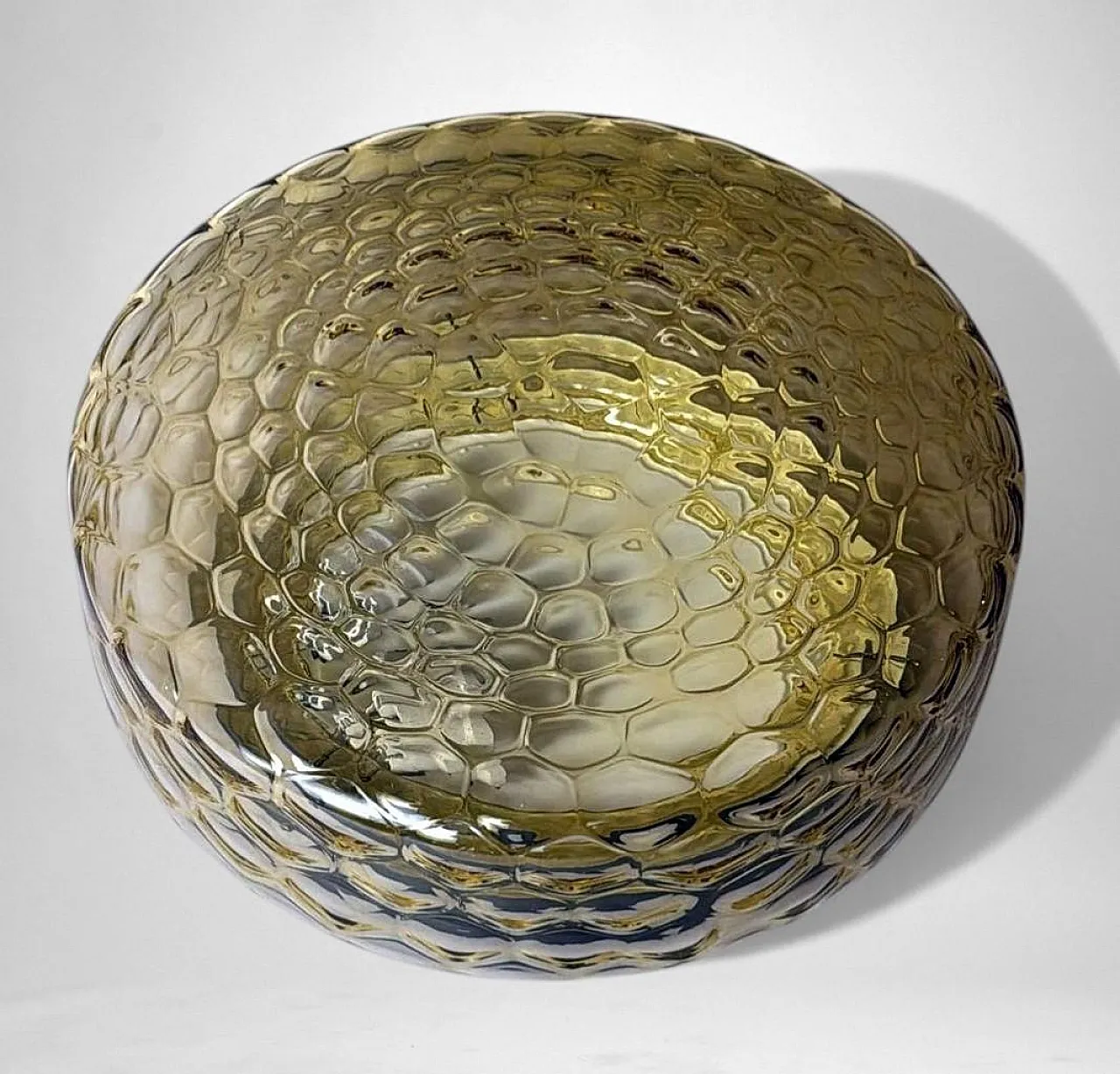 Lampada da soffitto in vetro a bolle d'aria ambrato di Murano, '900 4