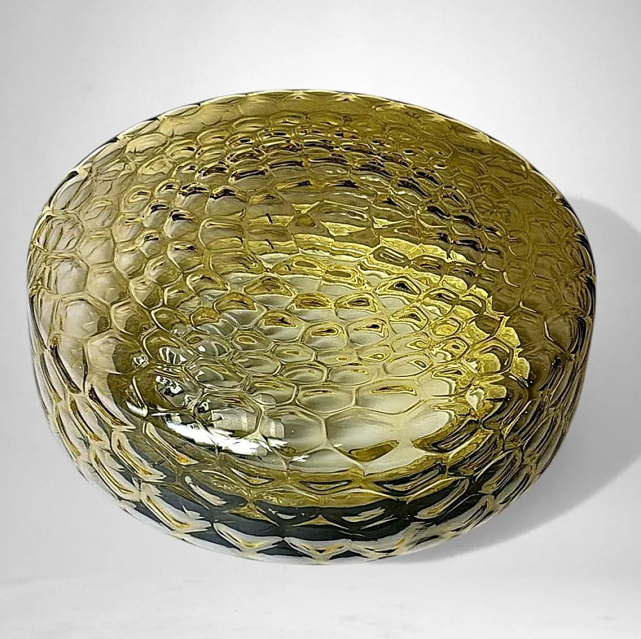 Lampada da soffitto in vetro a bolle d'aria ambrato di Murano, '900 5